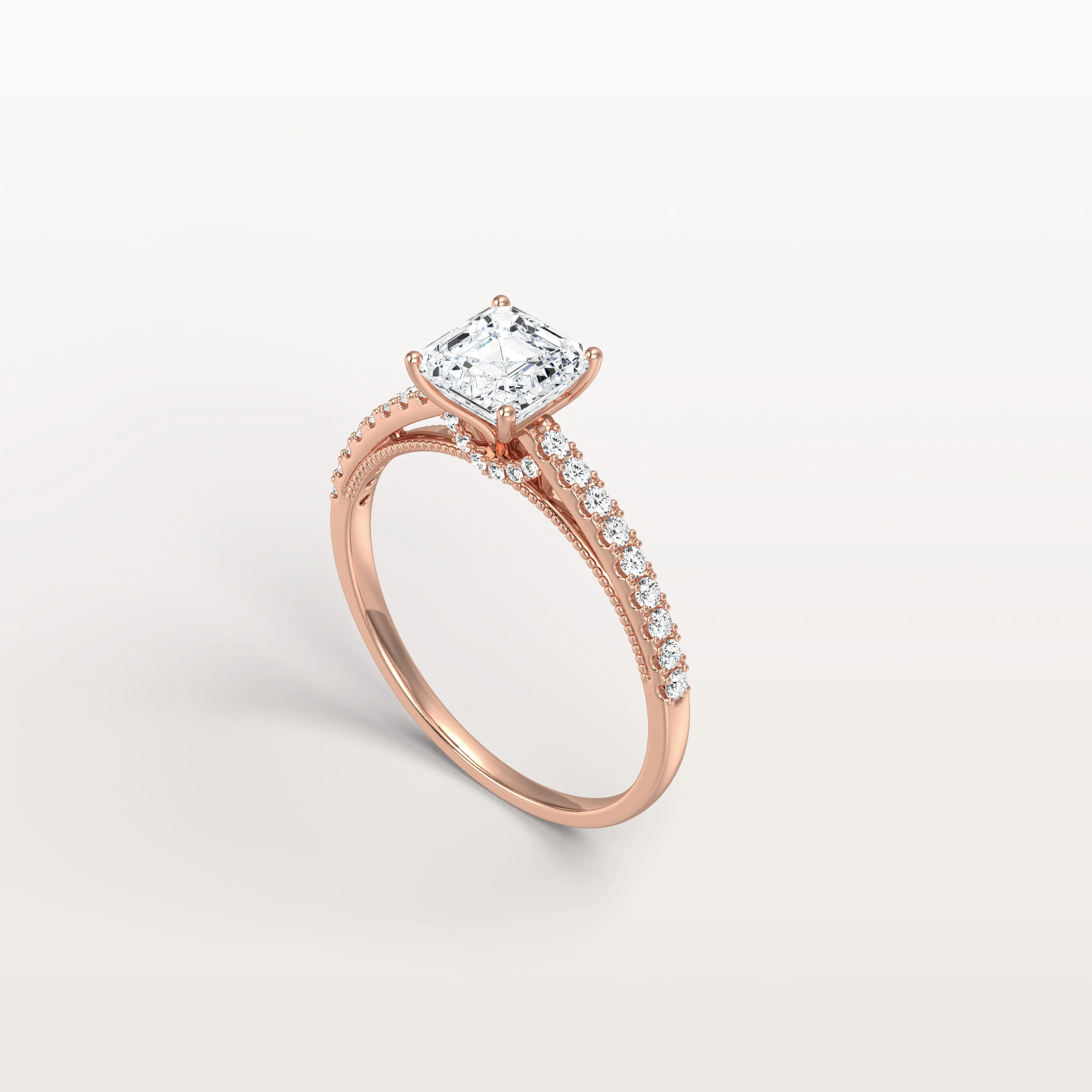 Thea丨Asscher Cut Pave Solitaire 1CT Lab Grown Engagement Ring - Image 19