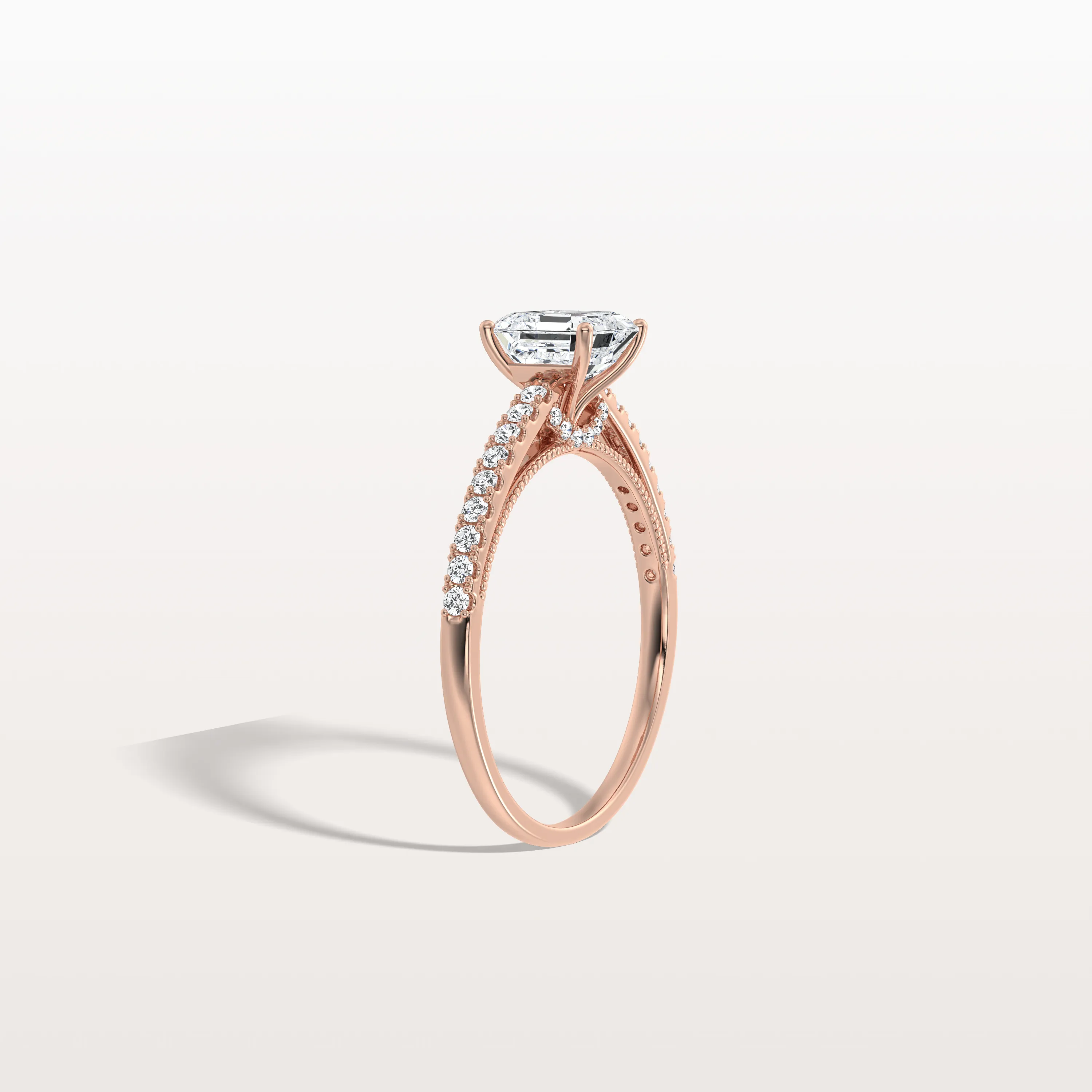 Thea丨Asscher Cut Pave Solitaire 1CT Lab Grown Engagement Ring - Image 22