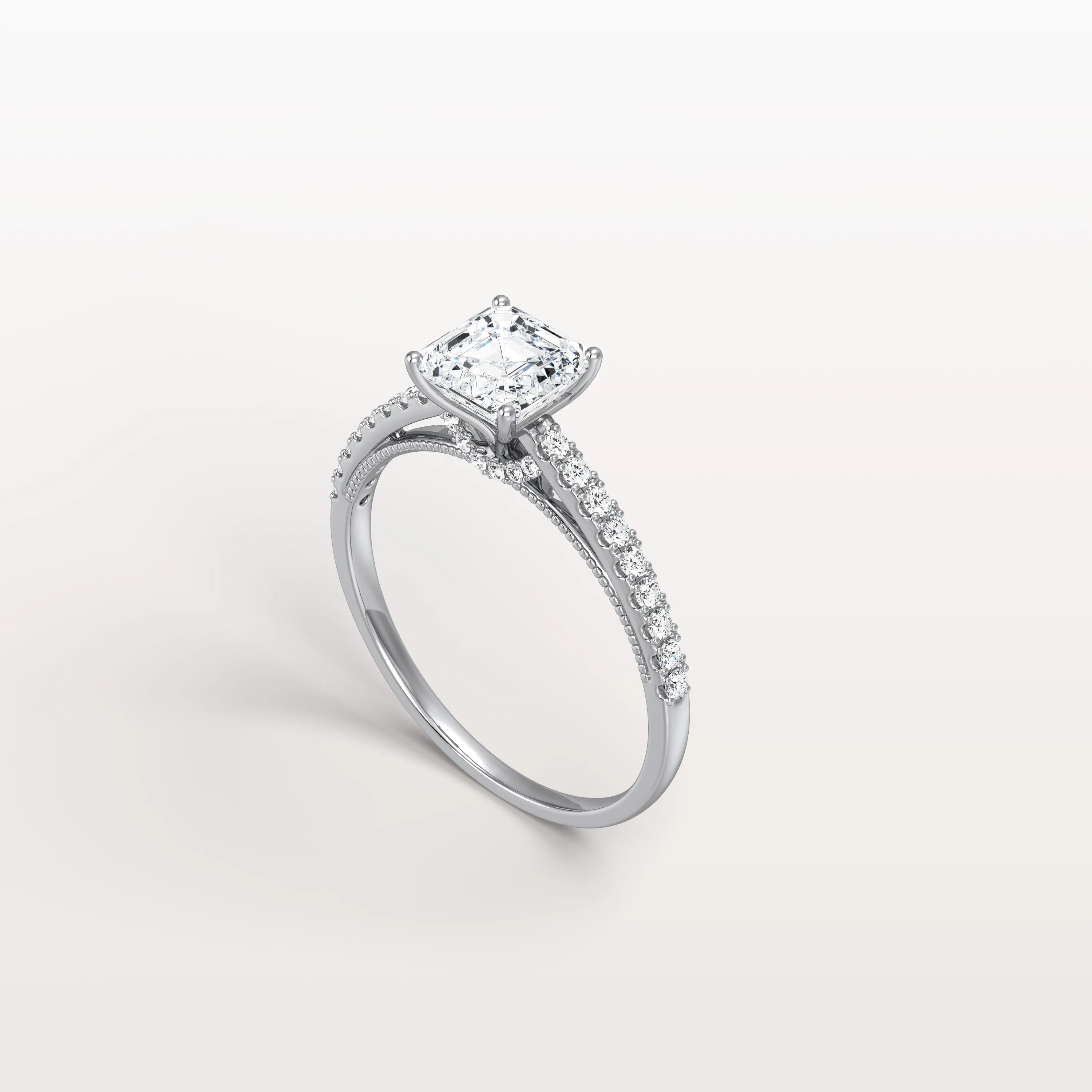 Thea丨Asscher Cut Pave Solitaire 1CT Lab Grown Engagement Ring - Image 26