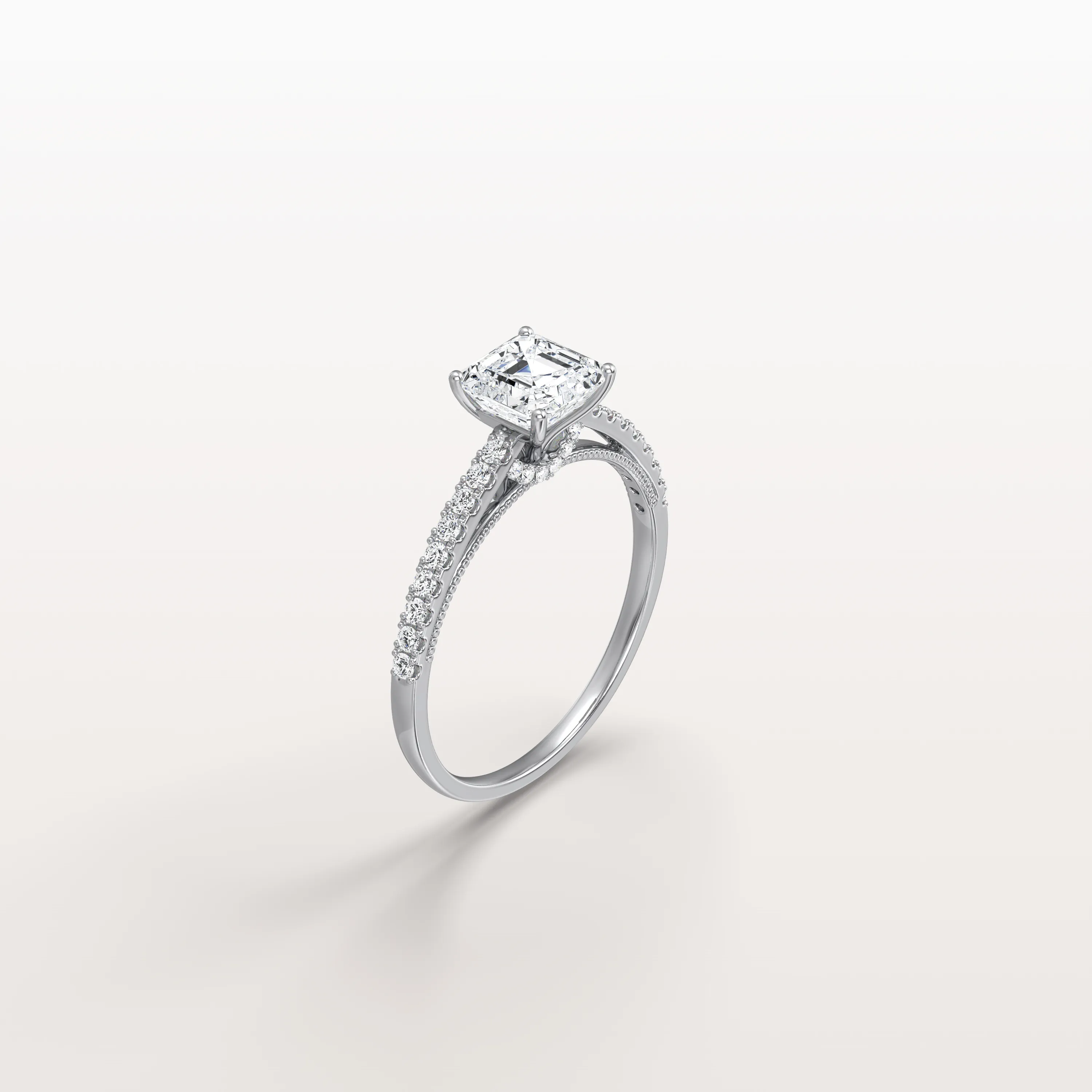 Thea丨Asscher Cut Pave Solitaire 1CT Lab Grown Engagement Ring - Image 27