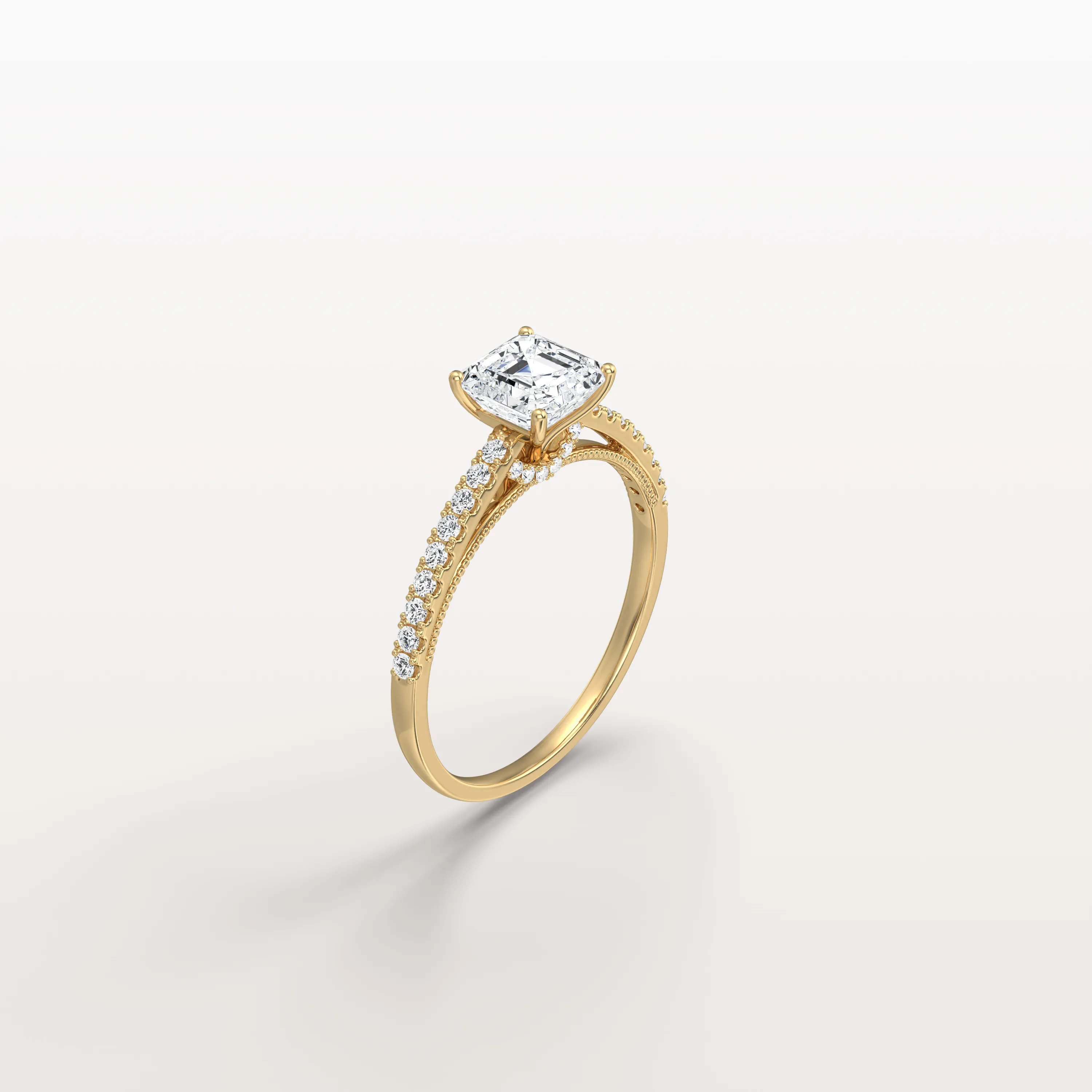 Thea丨Asscher Cut Pave Solitaire 1CT Lab Grown Engagement Ring - Image 5