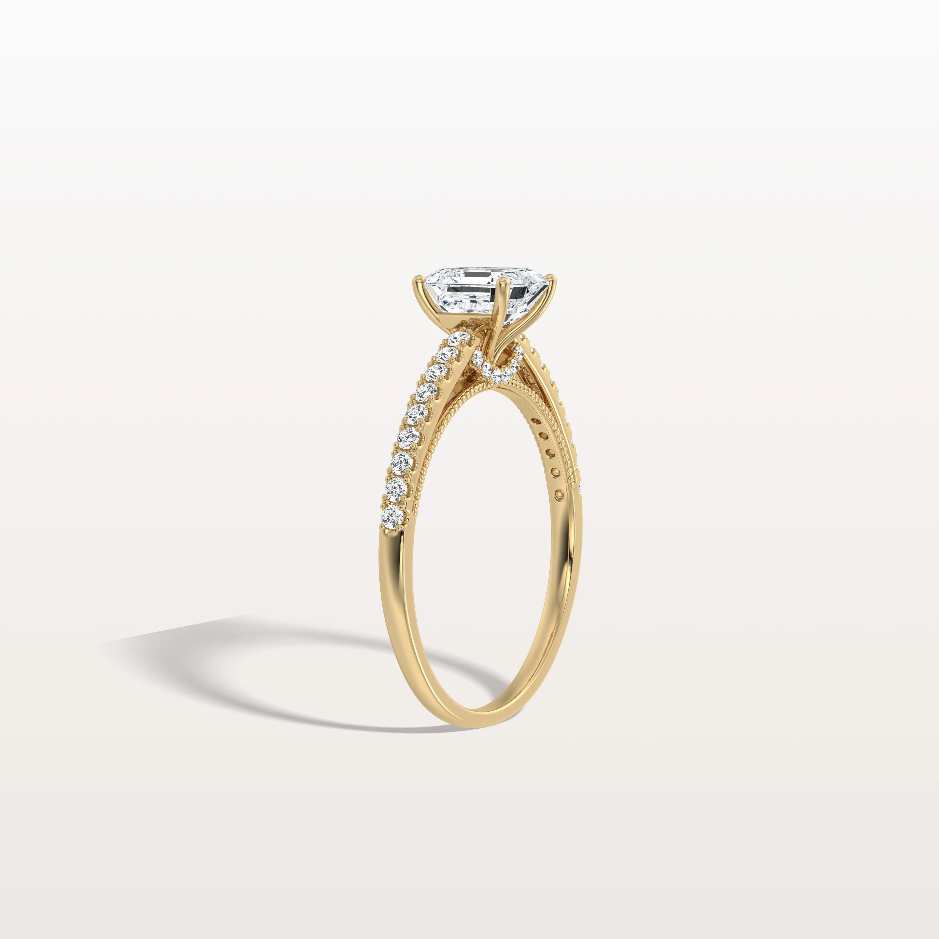 Thea丨Asscher Cut Pave Solitaire 1CT Lab Grown Engagement Ring - Image 7