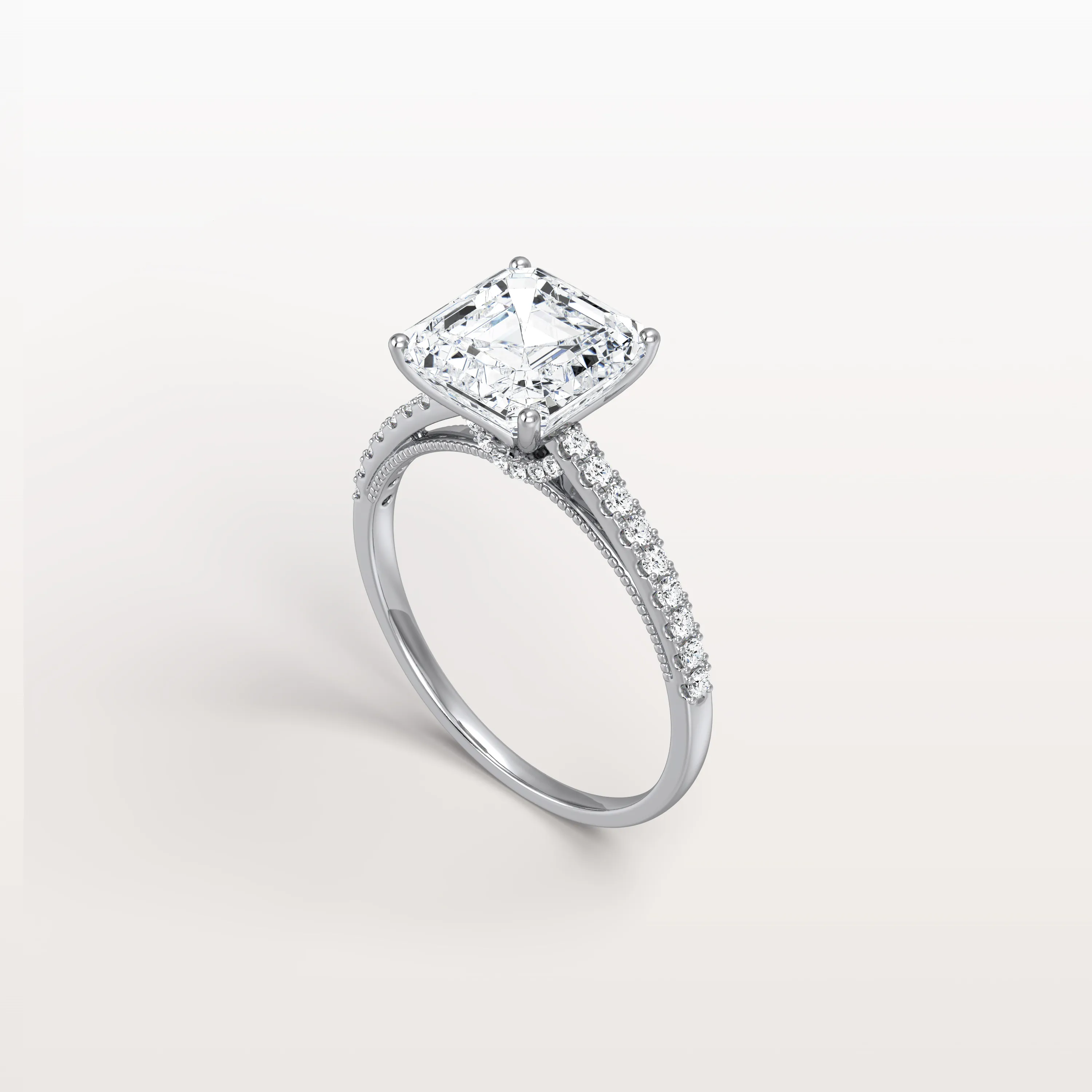 Thea丨Asscher Cut Pave Solitaire 3CT Lab Grown Engagement Ring - Image 15