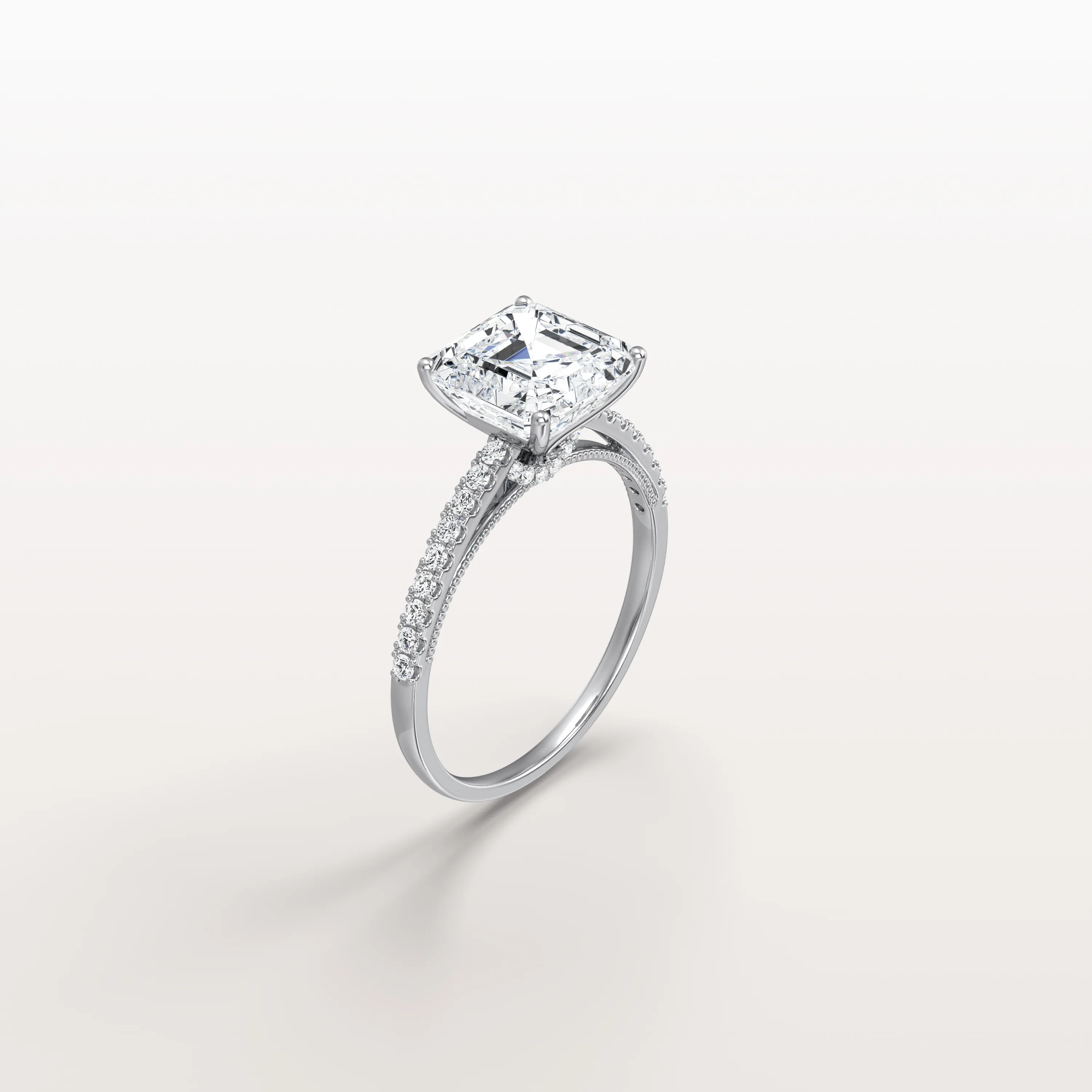 Thea丨Asscher Cut Pave Solitaire 3CT Lab Grown Engagement Ring - Image 26