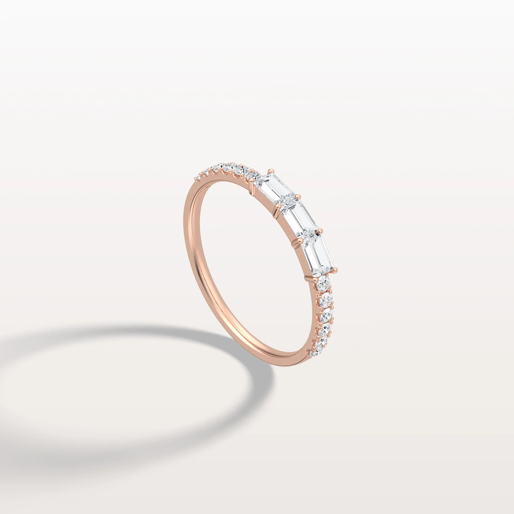 Baguette And Round Lab Diamond Half Eternity Band - Image 21