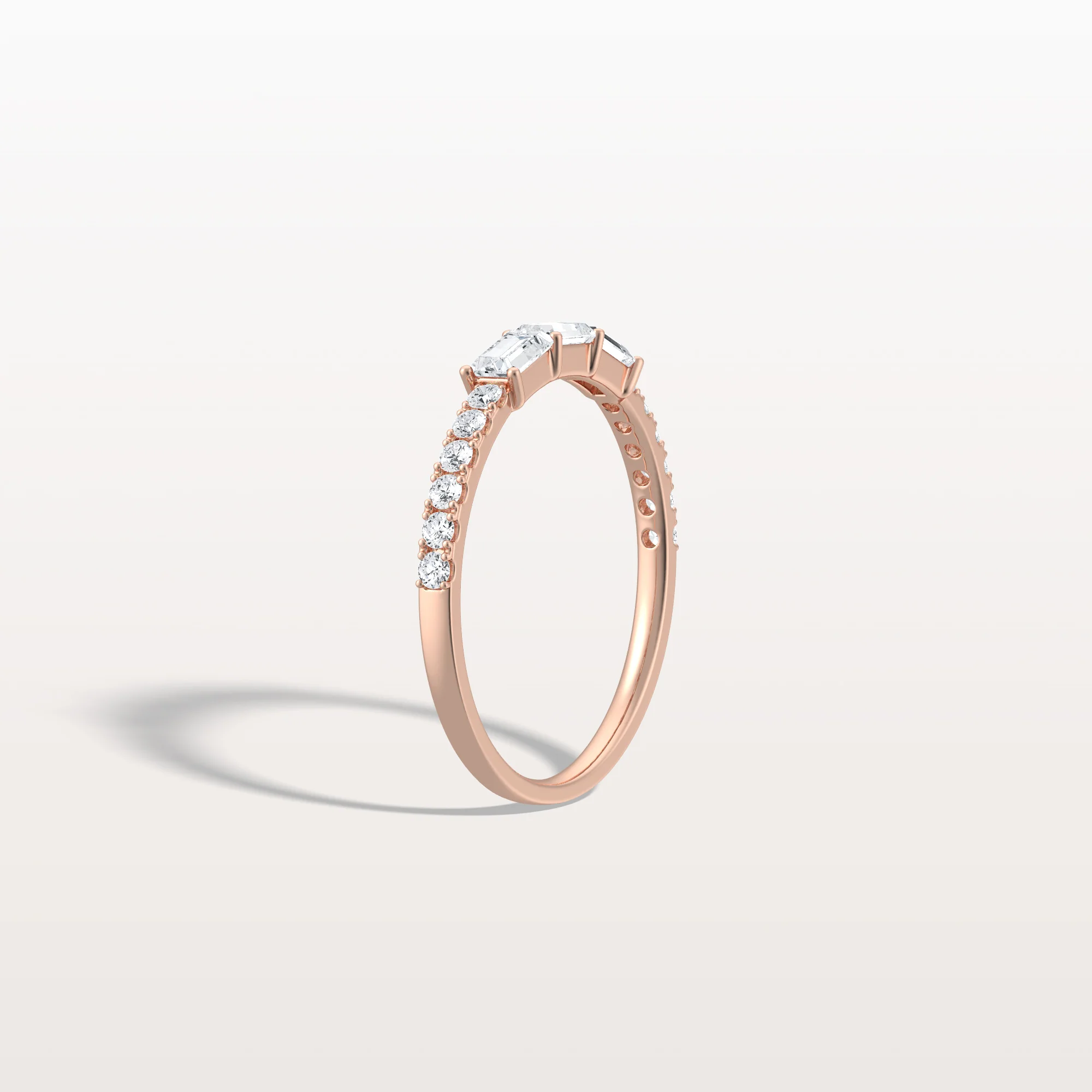 Baguette And Round Lab Diamond Half Eternity Band - Image 25