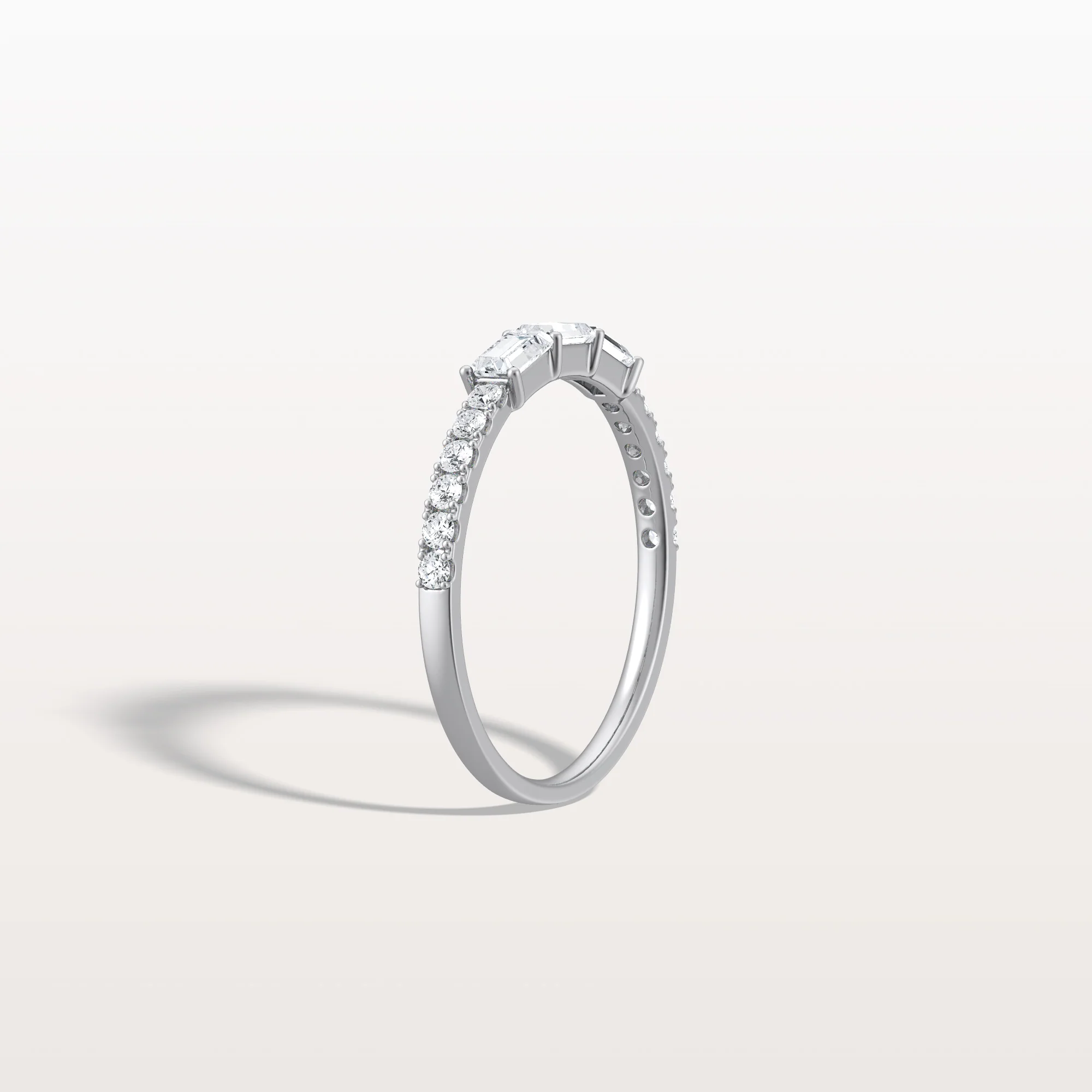 Baguette And Round Lab Diamond Half Eternity Band - Image 29