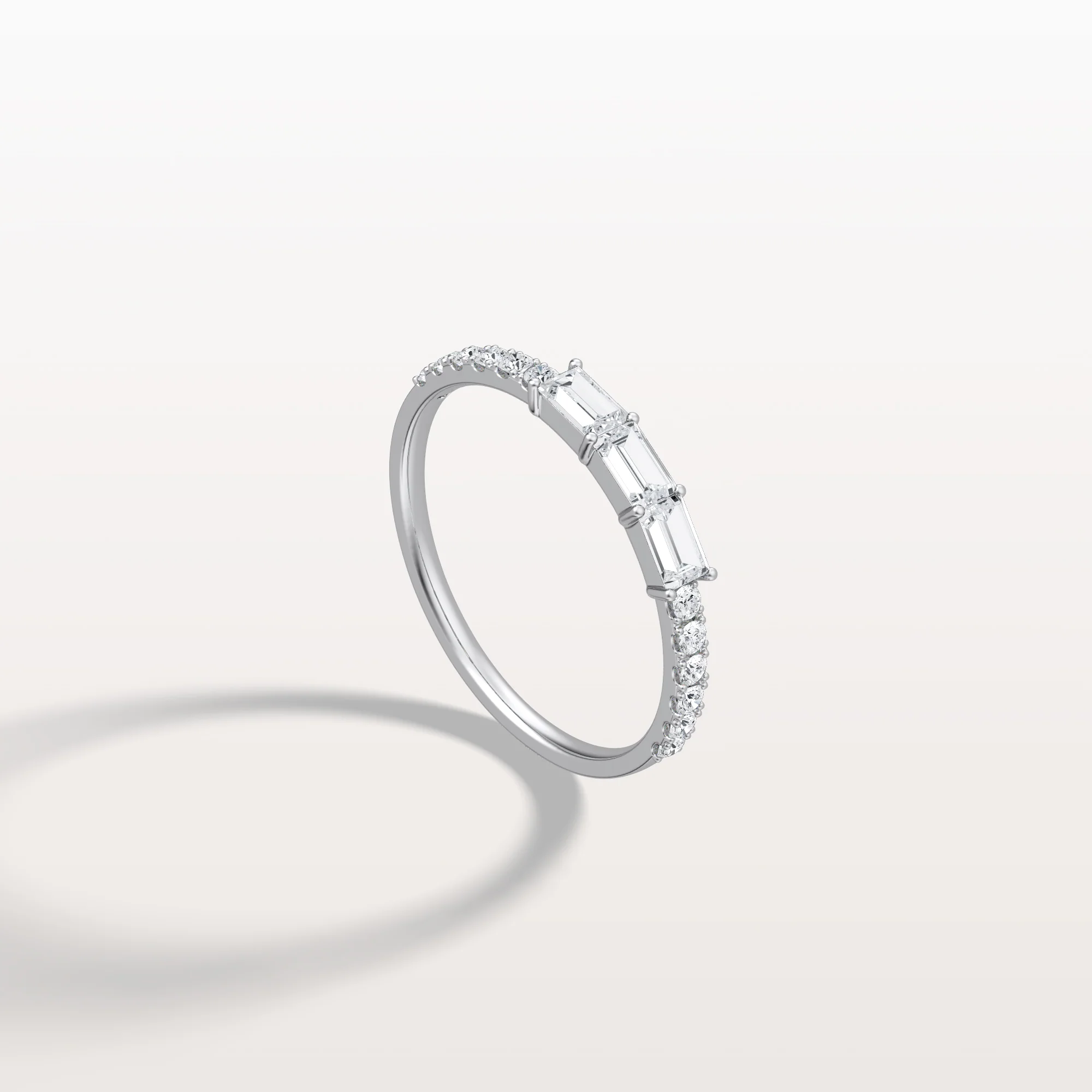 Baguette And Round Lab Diamond Half Eternity Band - Image 33