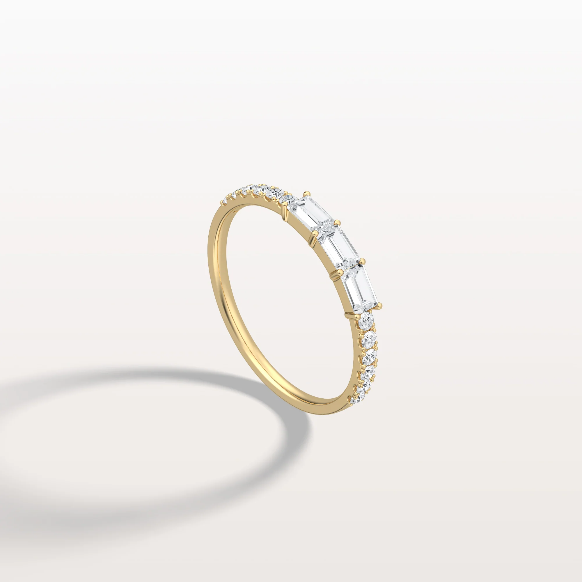 Baguette And Round Lab Diamond Half Eternity Band - Image 8