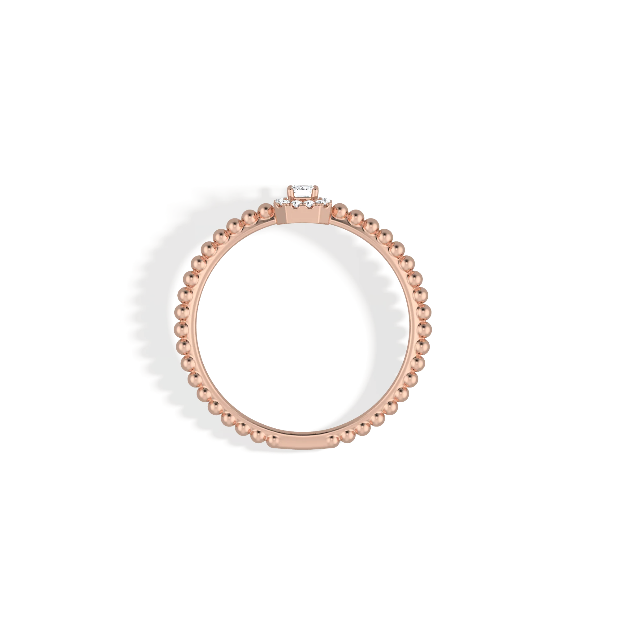Beaded Emerald Cut Lab Diamond Ring In 14K Solid Gold/Platinum - Image 22