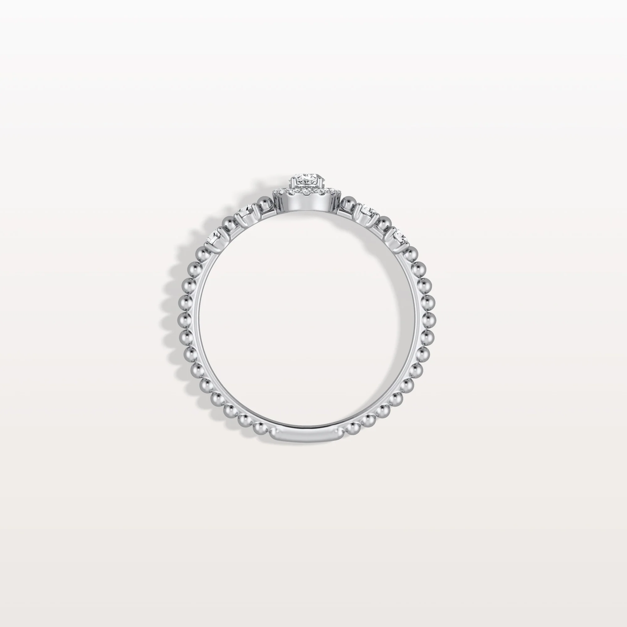 Beaded Oval Cut Lab Diamond Ring In 14K Solid Gold/Platinum - Image 28