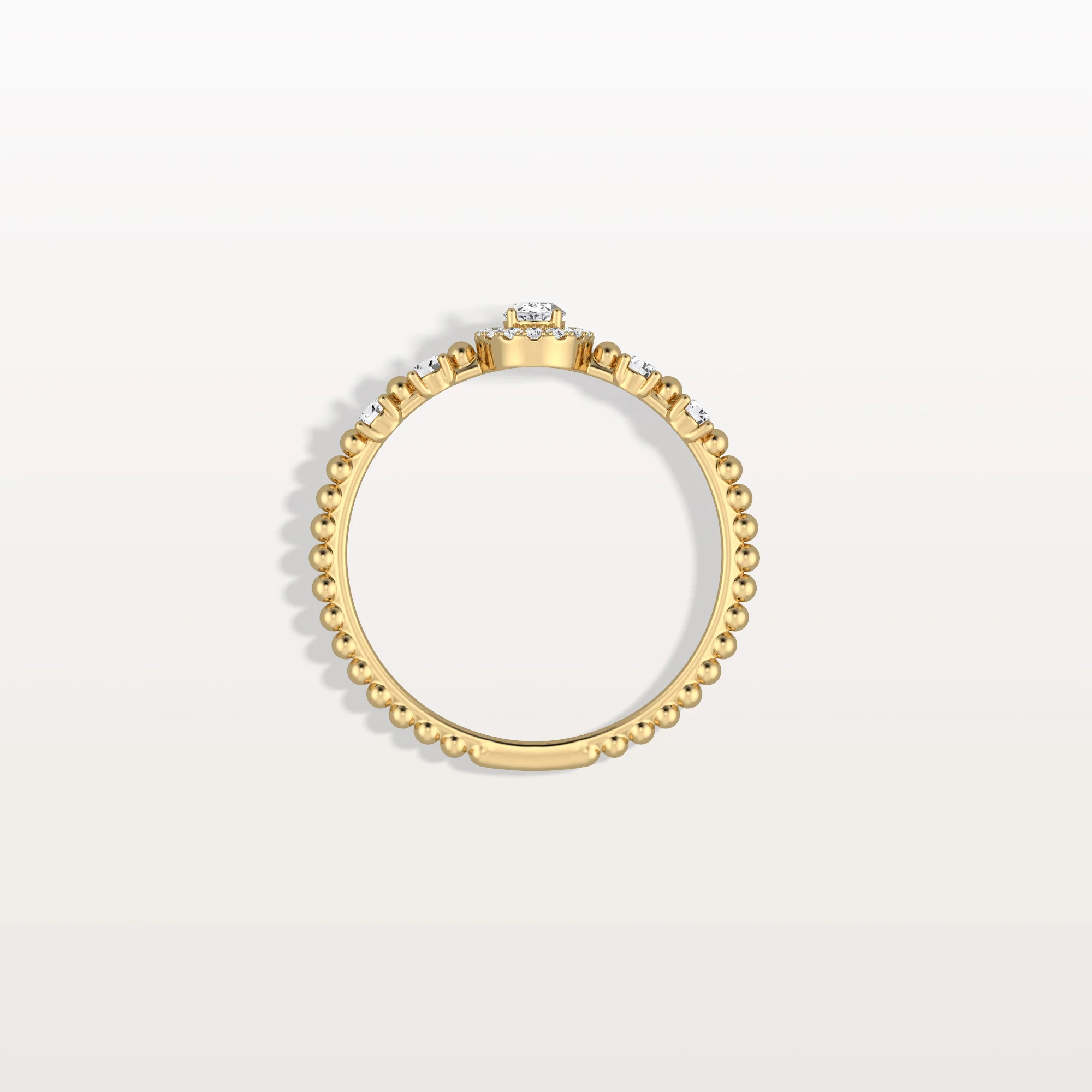 Beaded Oval Cut Lab Diamond Ring In 14K Solid Gold/Platinum - Image 5