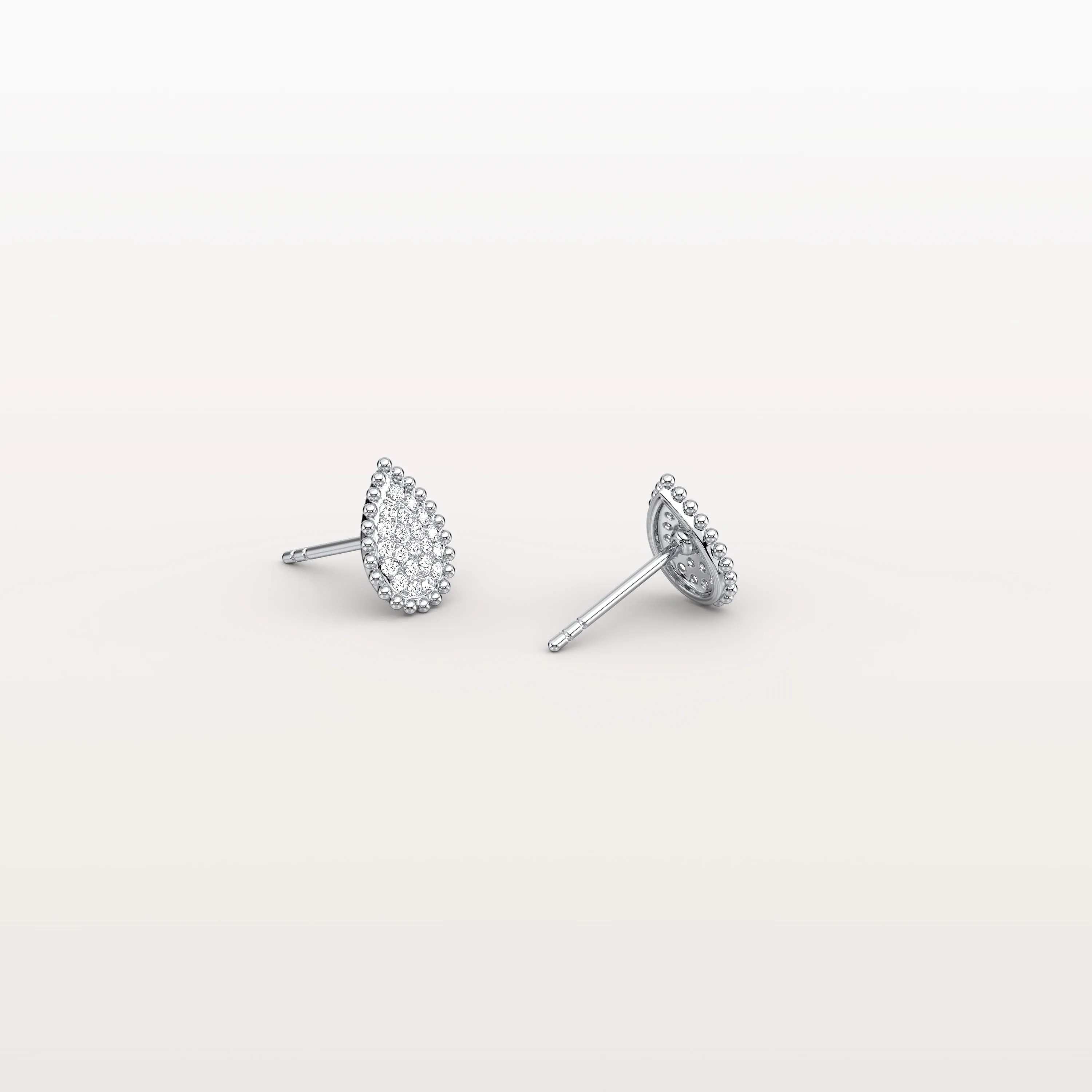 Beaded Teardrop Lab Grown Diamond Earrings in 14K White Gold - Image 12