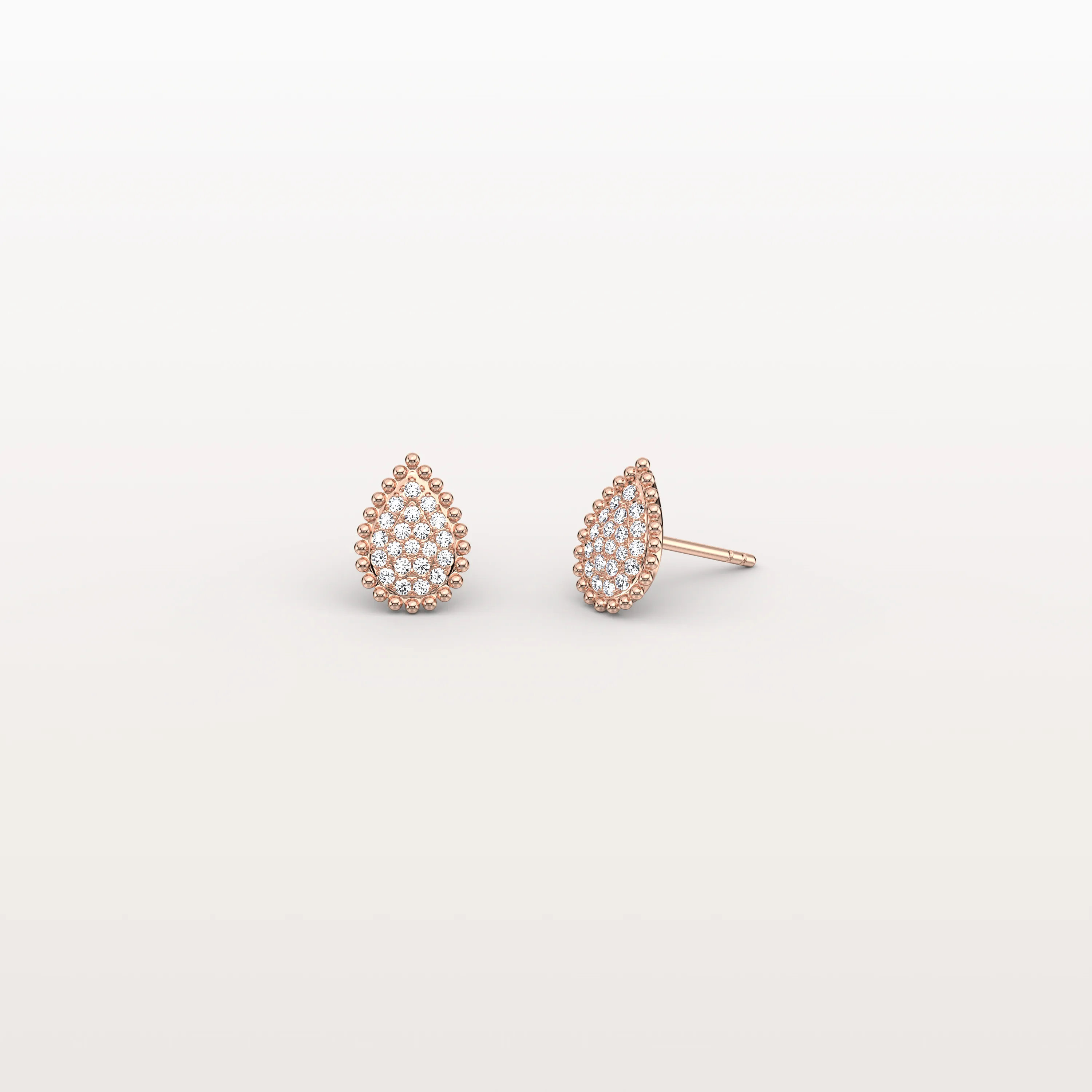 Beaded Teardrop Lab Grown Diamond Earrings in 14K White Gold - Image 17