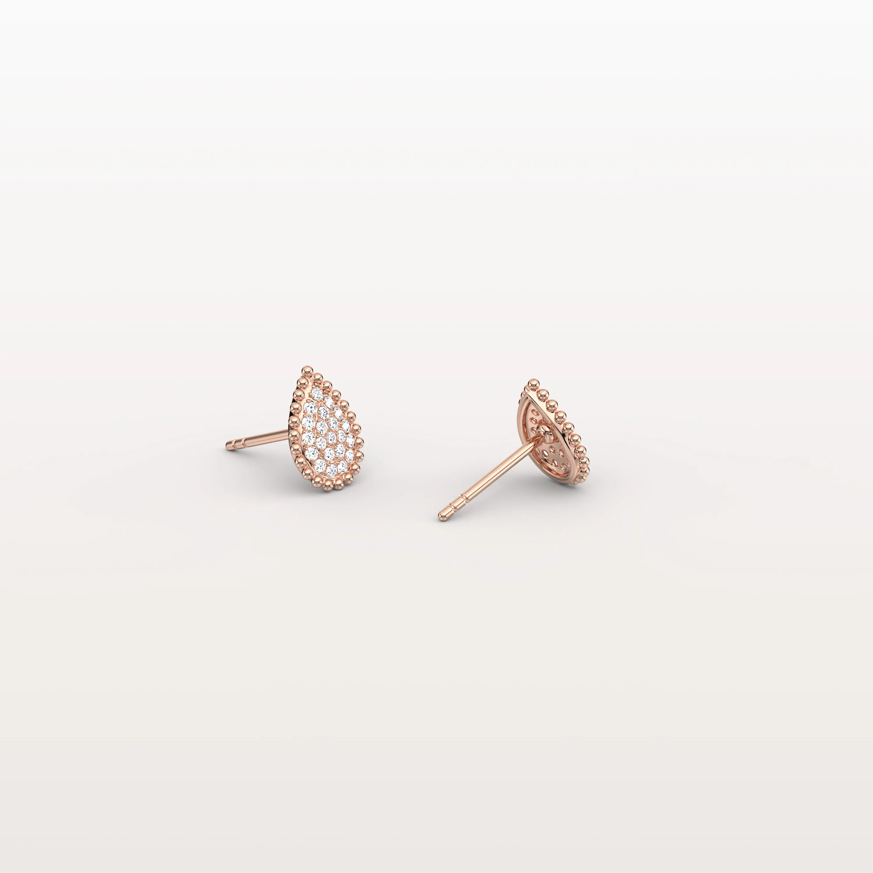 Beaded Teardrop Lab Grown Diamond Earrings in 14K White Gold - Image 18