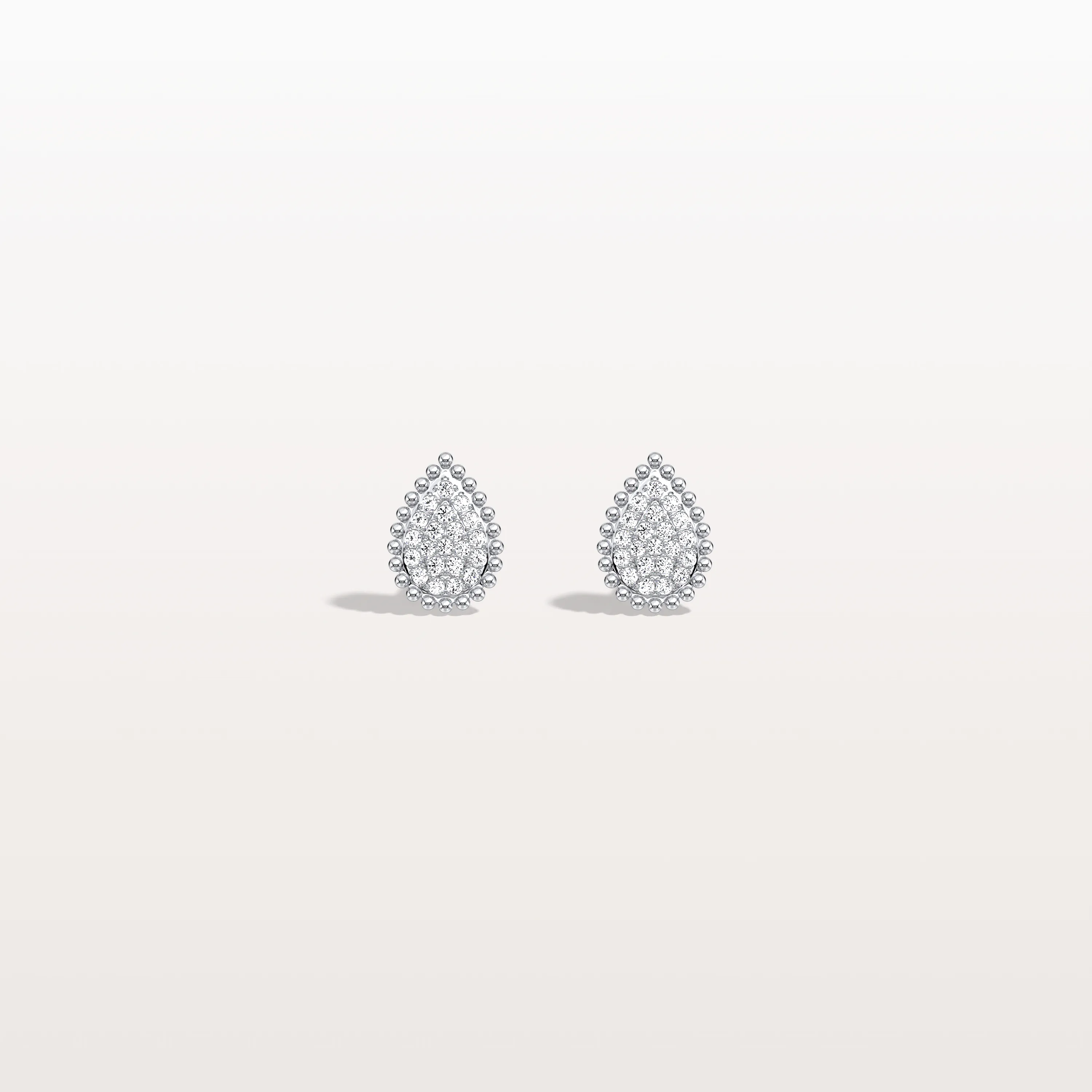 Beaded Teardrop Lab Grown Diamond Earrings in 14K White Gold - Image 20