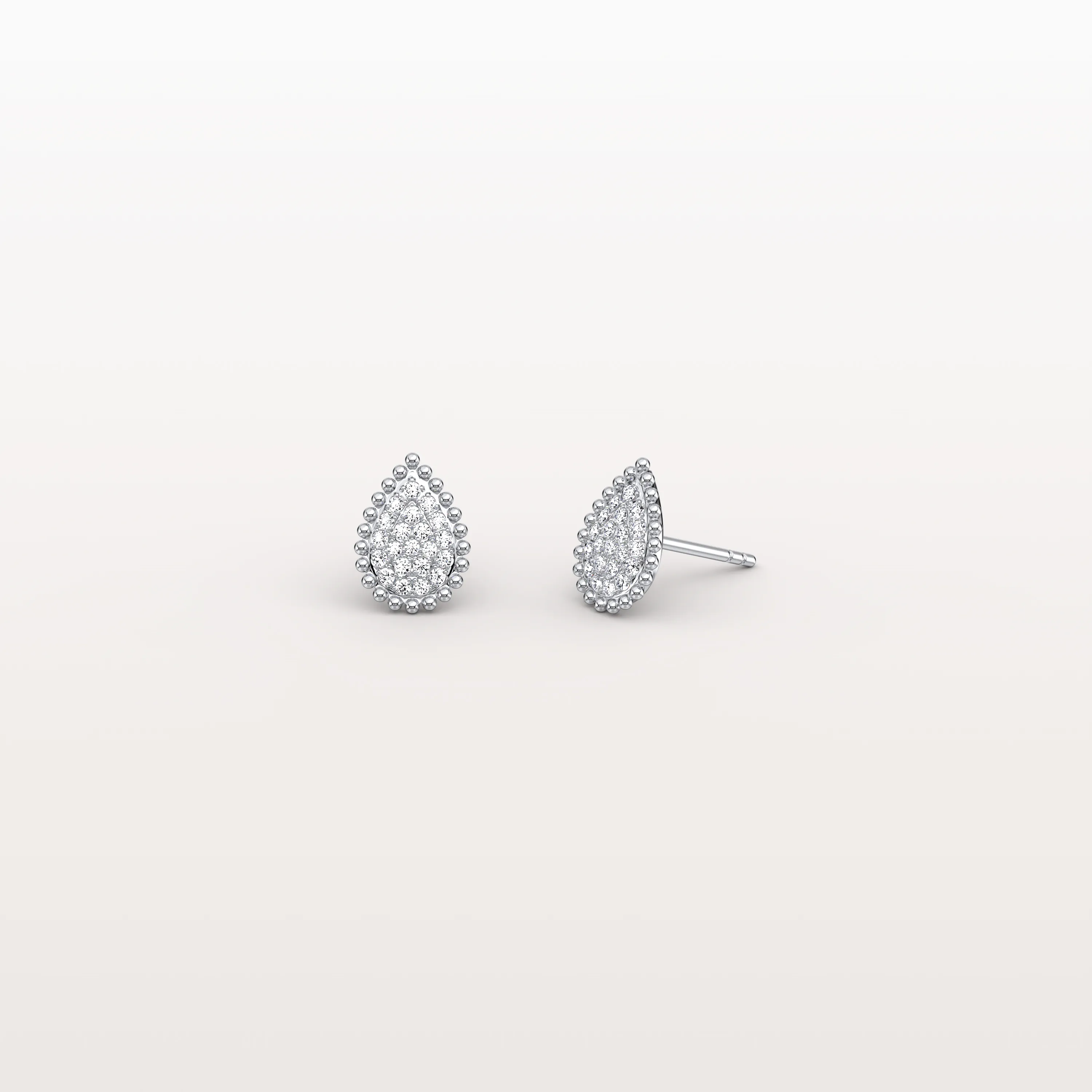 Beaded Teardrop Lab Grown Diamond Earrings in 14K White Gold - Image 23