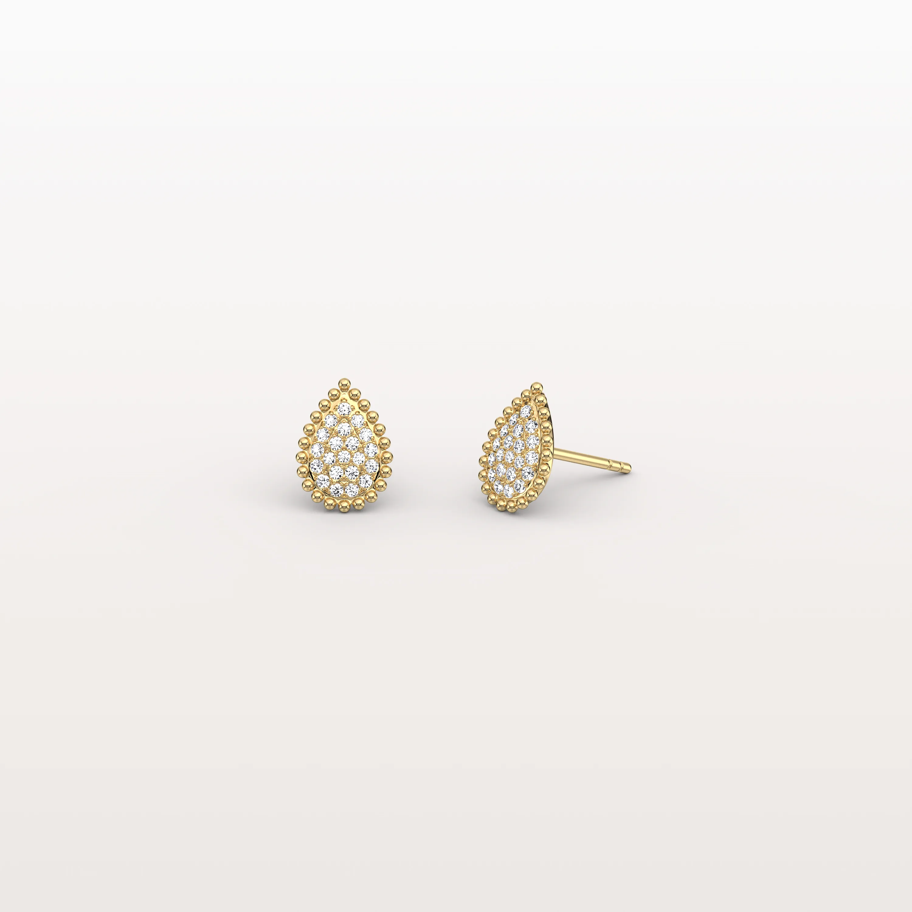 Beaded Teardrop Lab Grown Diamond Earrings in 14K White Gold - Image 4