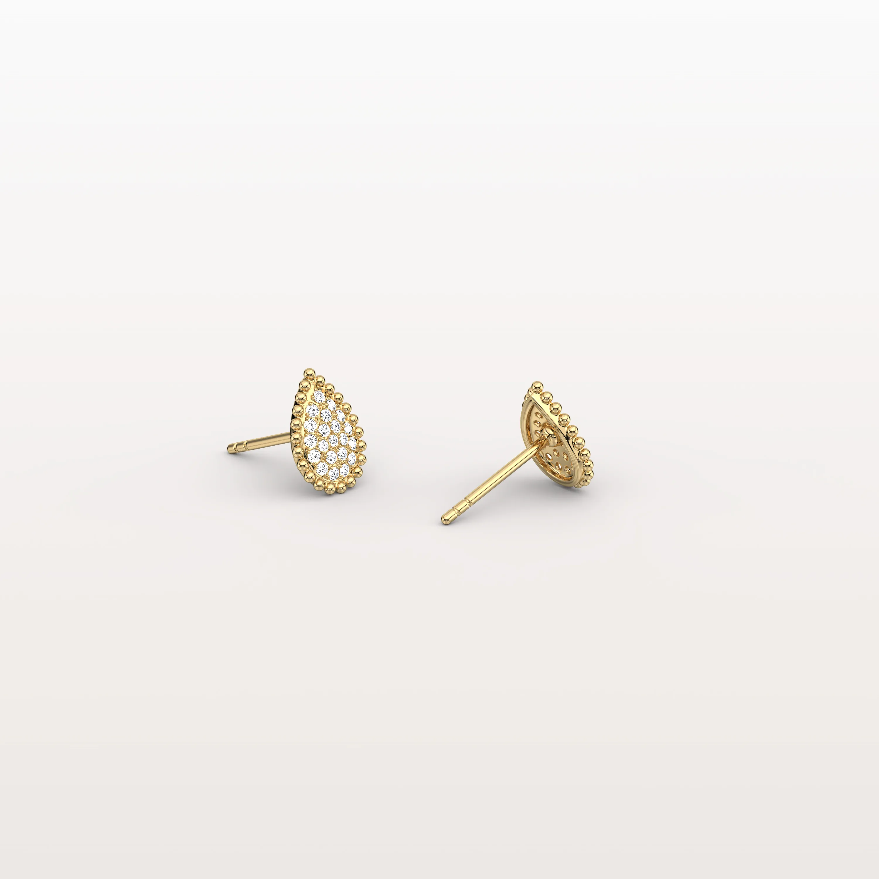 Beaded Teardrop Lab Grown Diamond Earrings in 14K White Gold - Image 5