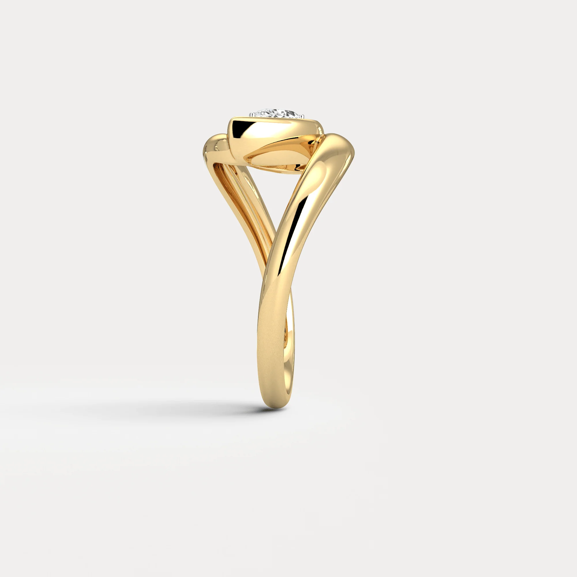 Bezel Pear Diamond Bypass Ring in Sterling Silver - Image 3