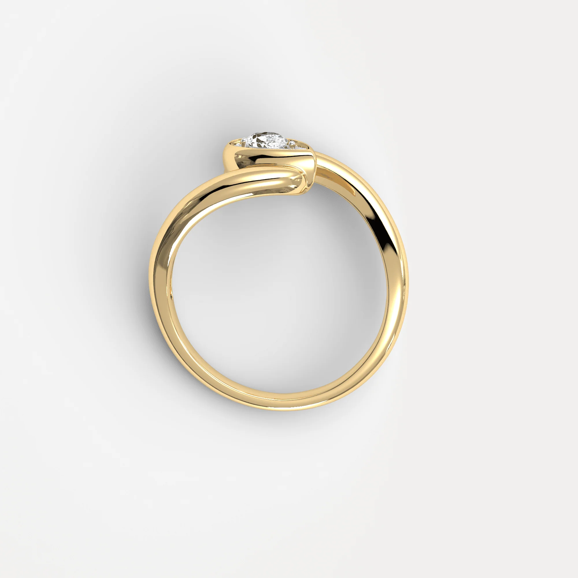 Bezel Pear Diamond Bypass Ring in Sterling Silver - Image 4