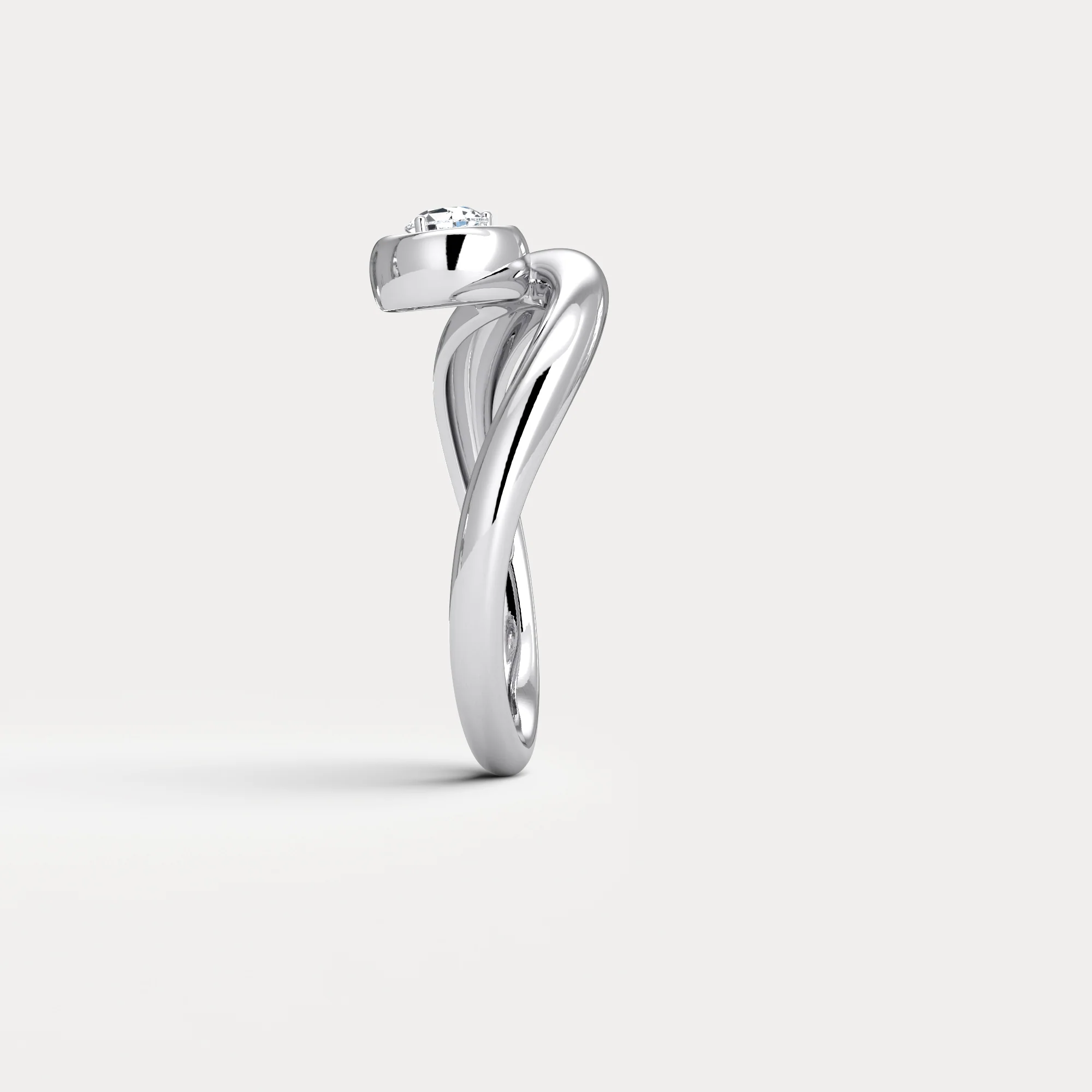 Bezel Pear Diamond Curved Ring in Sterling Silver - Image 11