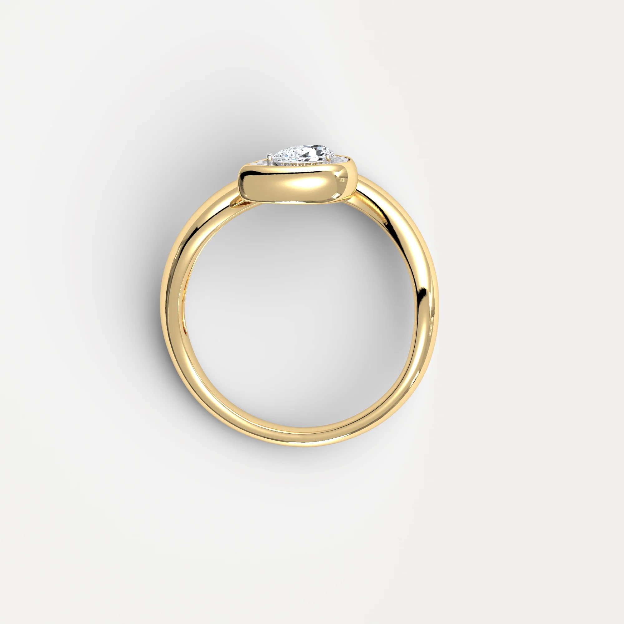 Bezel Pear Diamond Curved Ring in Sterling Silver - Image 4