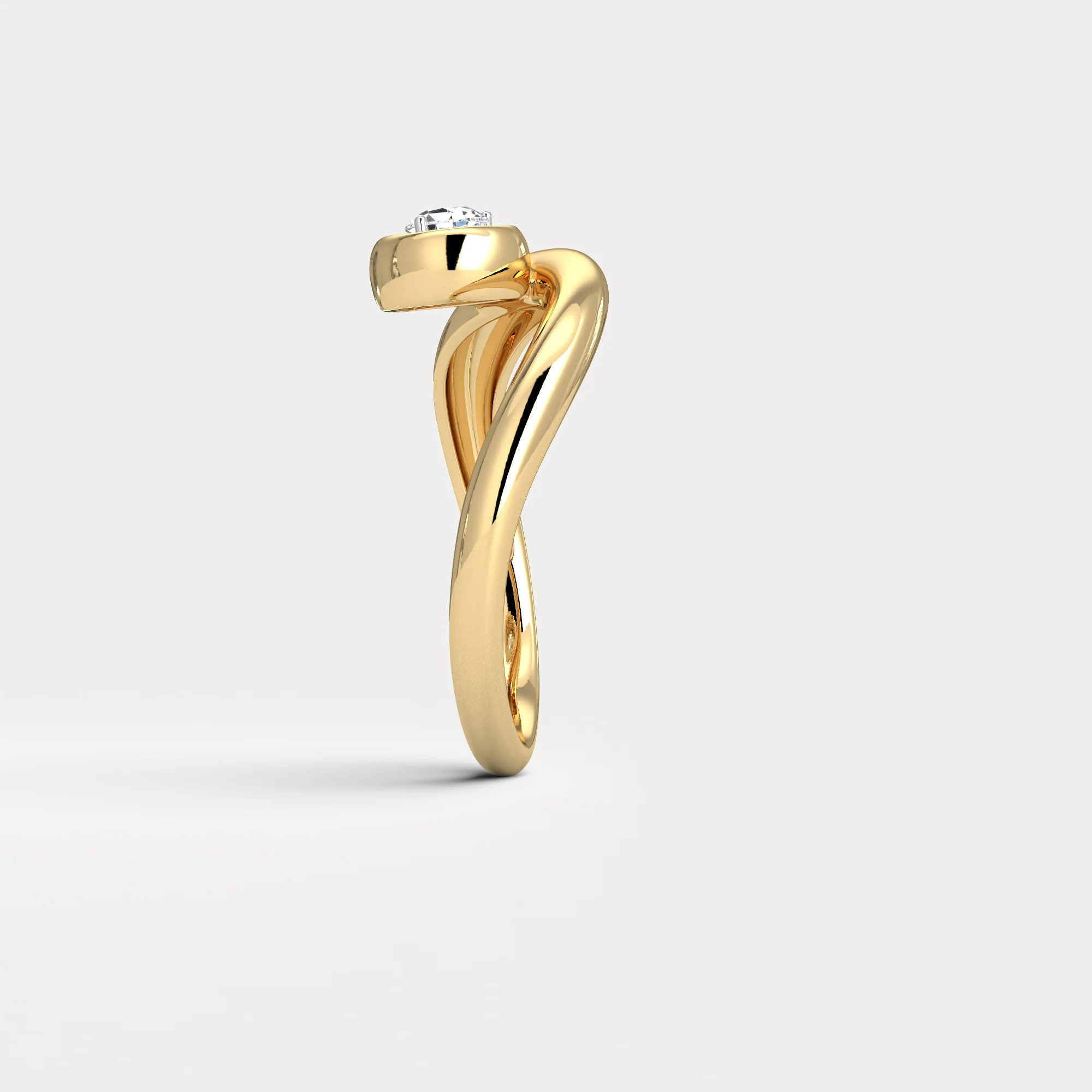 Bezel Pear Diamond Curved Ring in Sterling Silver - Image 5