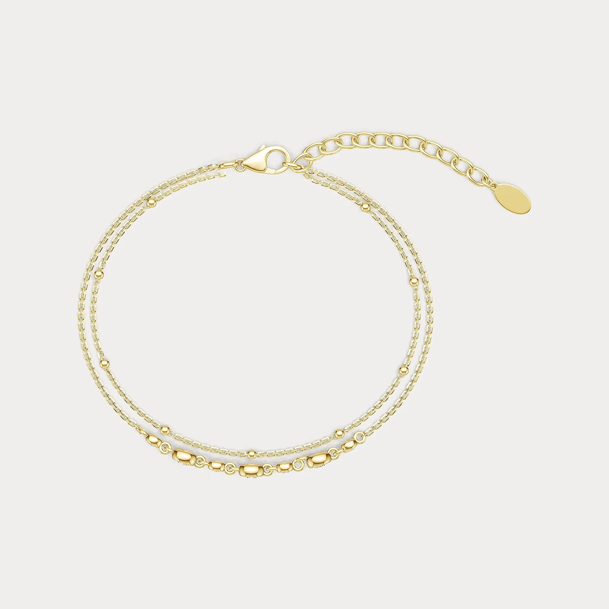 Bezel Set Lab-Grown Diamond Bracelet with Double Chain in Sterling Silver - Image 13