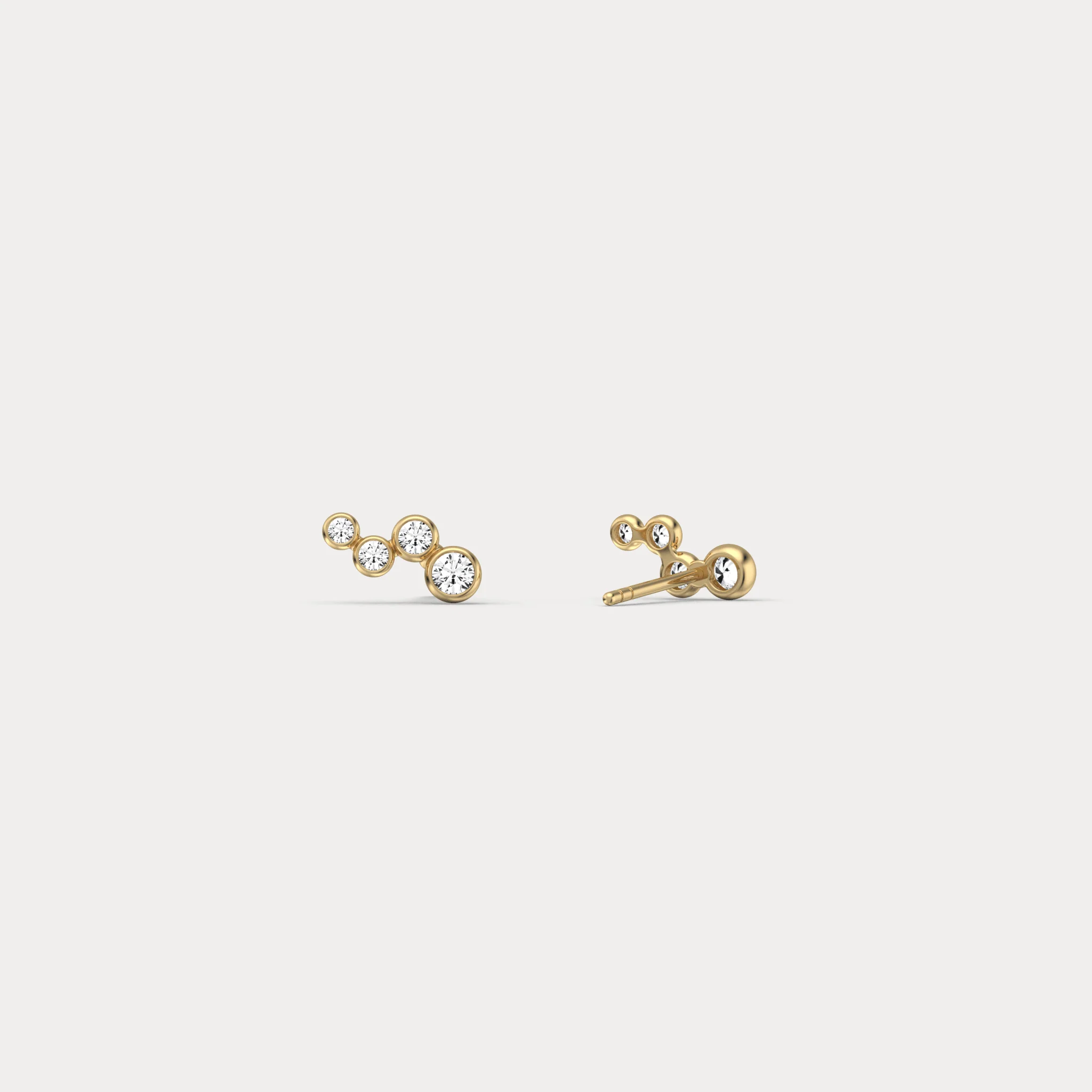 Bezel Set Lab-Grown Diamond Bubble Stud Earrings in 14K Gold/Platinum - Image 5