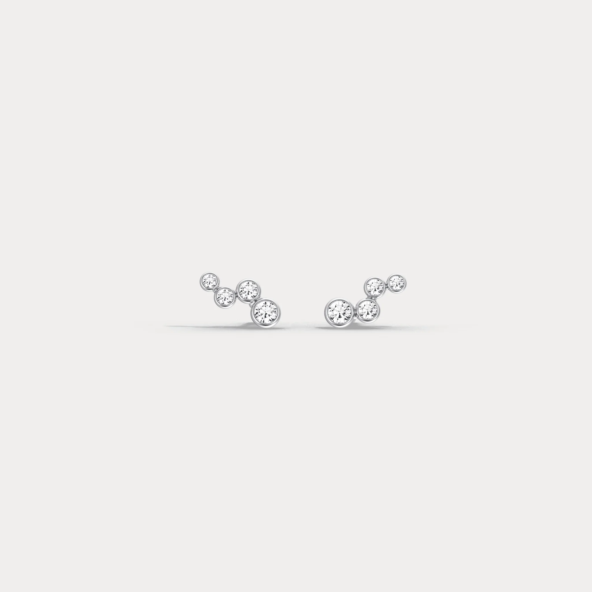 Bezel Set Lab-Grown Diamond Bubble Stud Earrings in 14K Gold/Platinum - Image 8