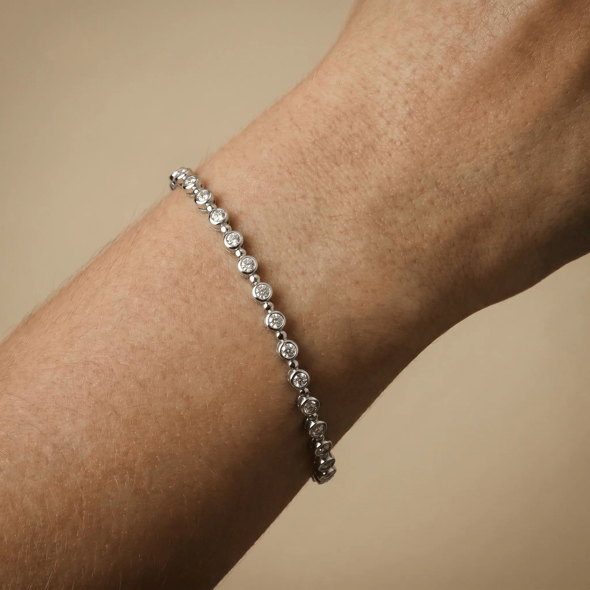 Bezel Set Lab-Grown Diamond Half Tennis Bracelet in Sterling Silver - Image 2