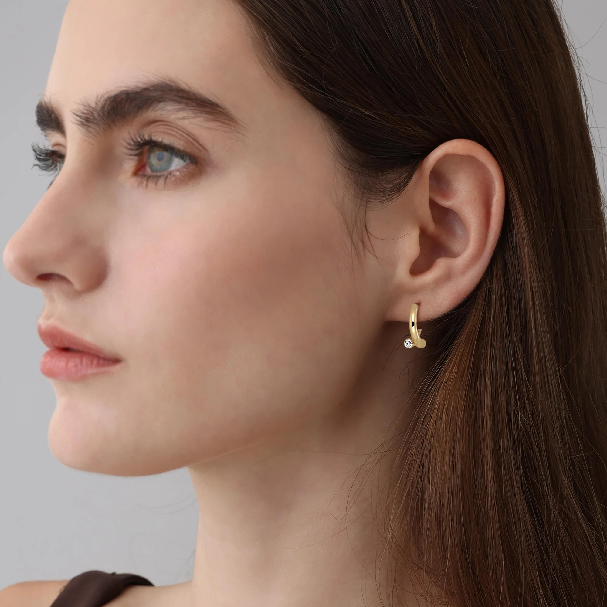 Bezel Set Lab-Grown Diamond Huggie Hoop Earrings in 925 Sterling Silver - Image 10