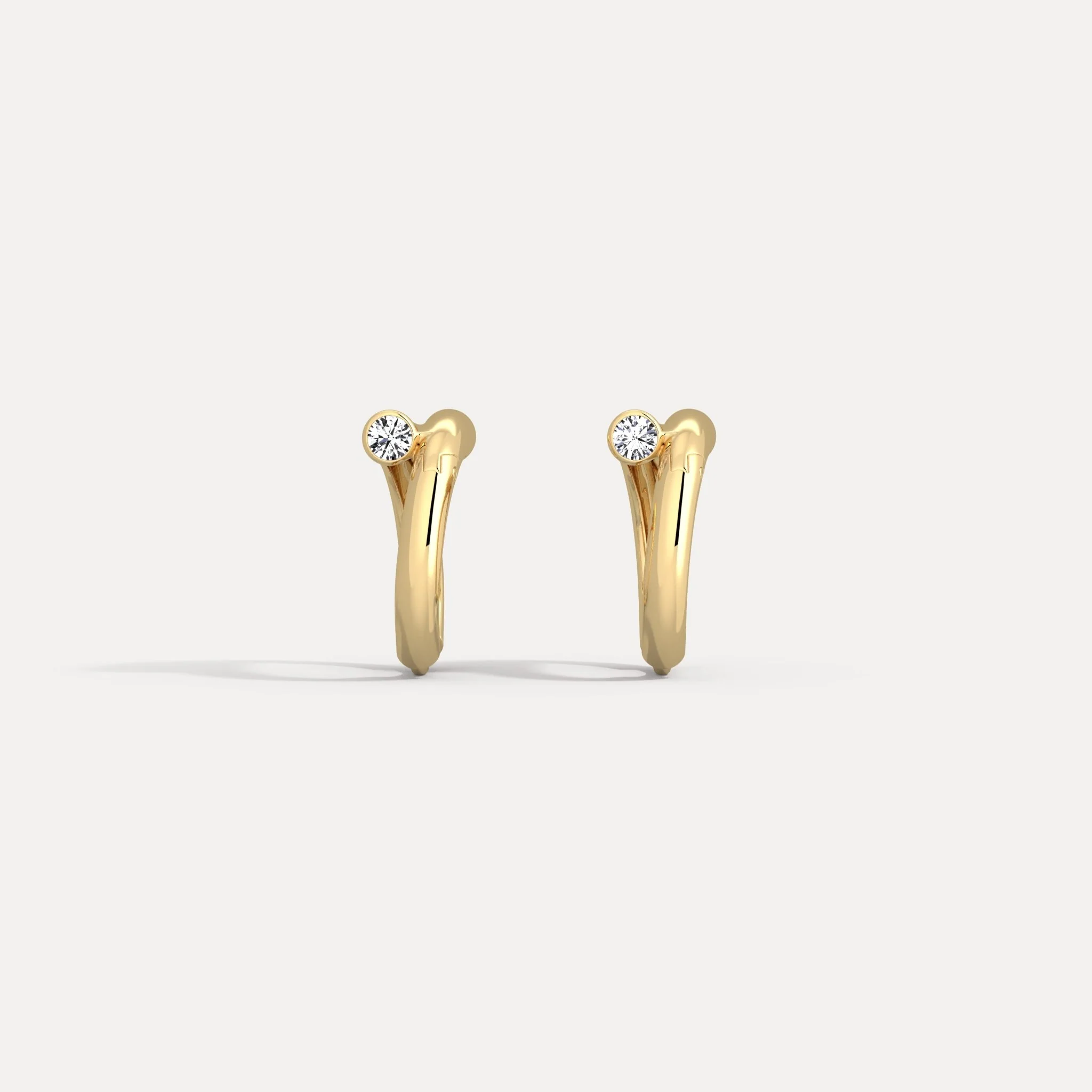 Bezel Set Lab-Grown Diamond Huggie Hoop Earrings in 925 Sterling Silver - Image 11