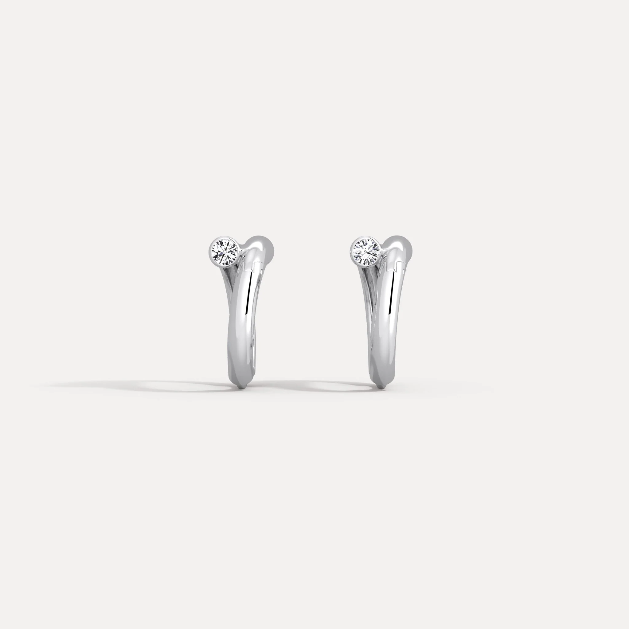 Bezel Set Lab-Grown Diamond Huggie Hoop Earrings in 925 Sterling Silver - Image 4