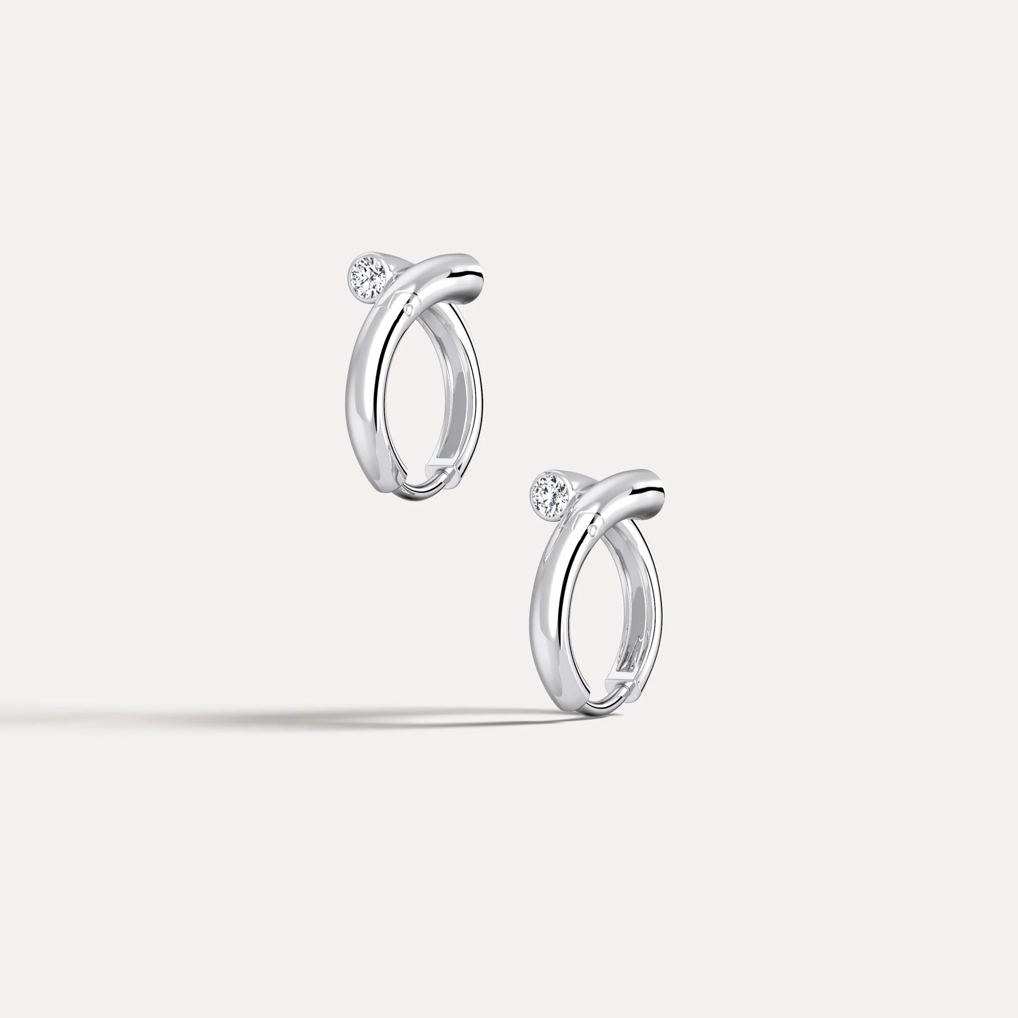 Bezel Set Lab-Grown Diamond Huggie Hoop Earrings in 925 Sterling Silver - Image 5