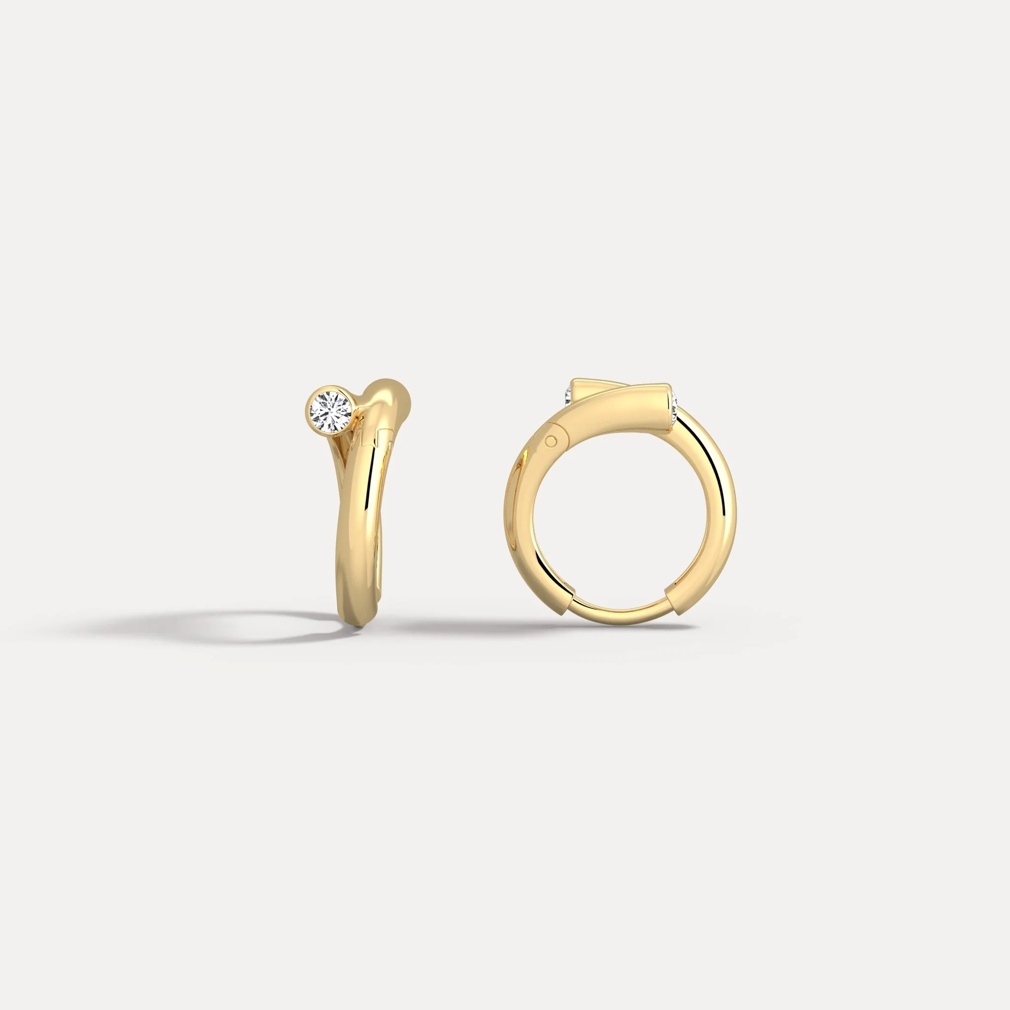 Bezel Set Lab-Grown Diamond Huggie Hoop Earrings in 925 Sterling Silver - Image 8