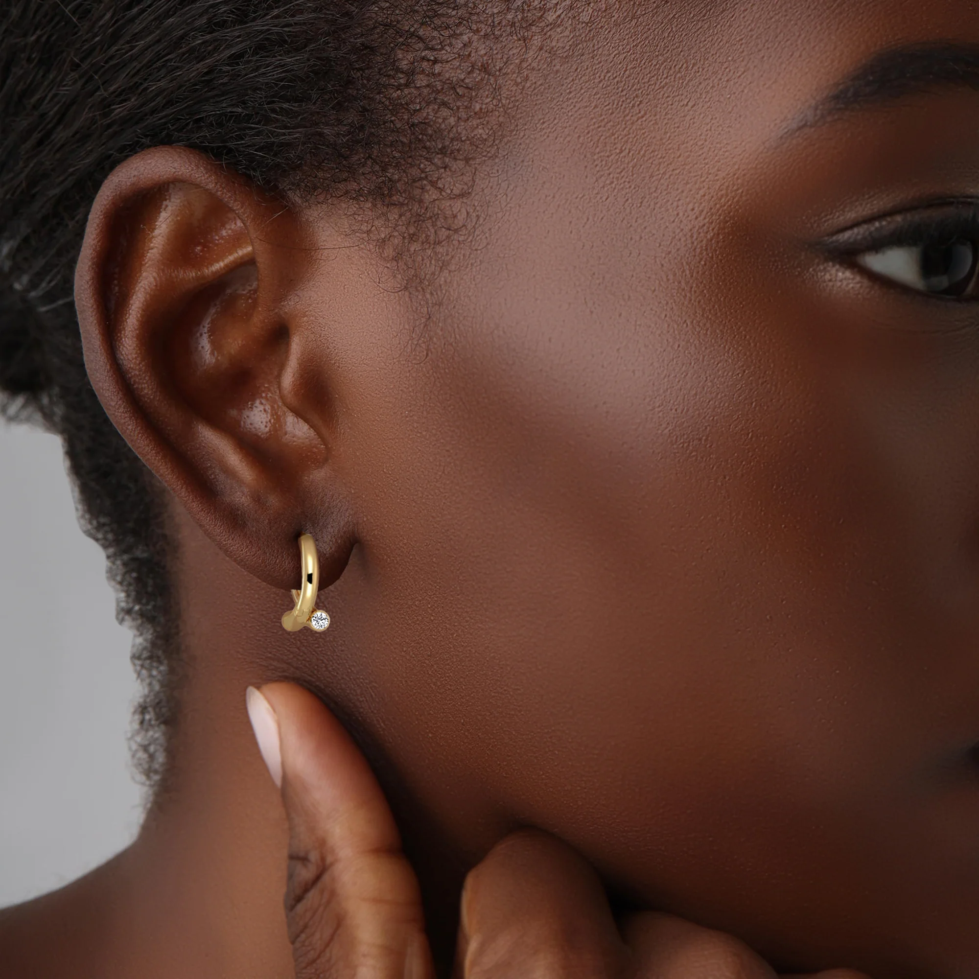 Bezel Set Lab-Grown Diamond Huggie Hoop Earrings in 925 Sterling Silver - Image 9