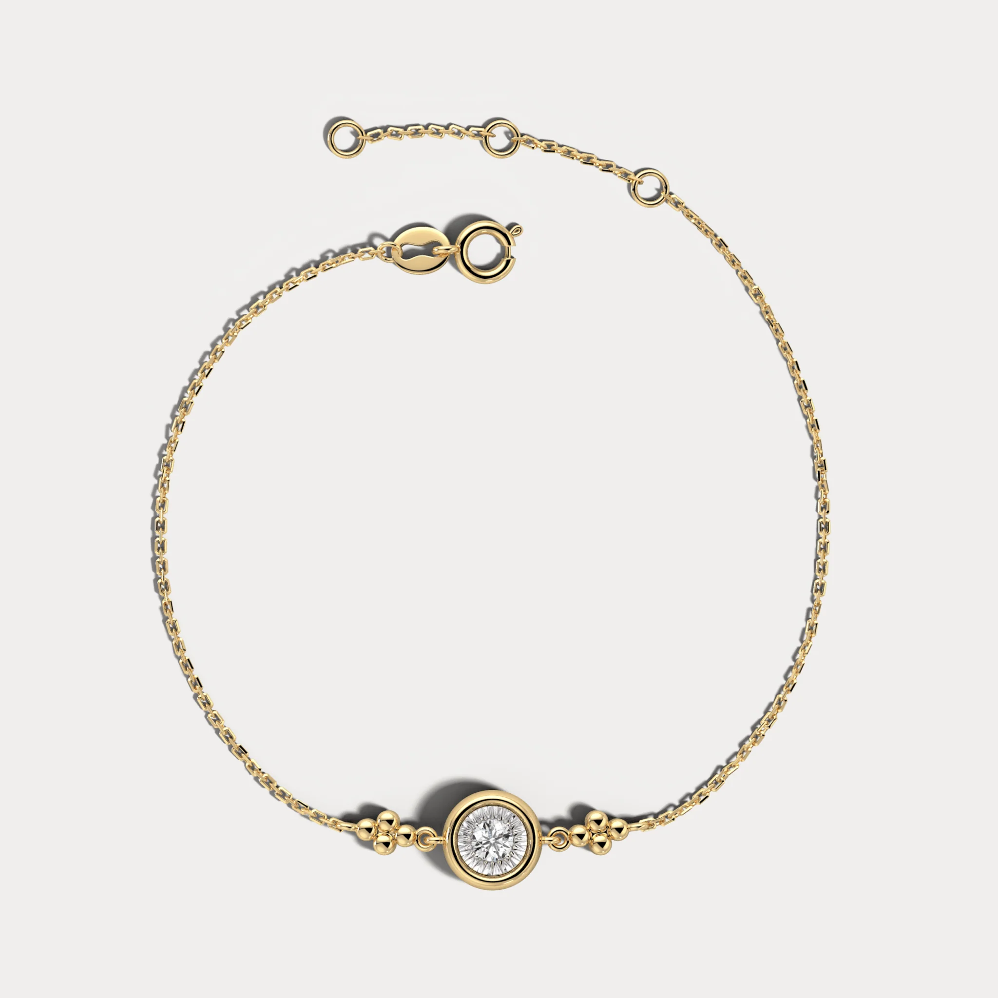 Bezel Set Lab-Grown Diamond Solitaire Chain Bracelet in Sterling Silver - Image 4
