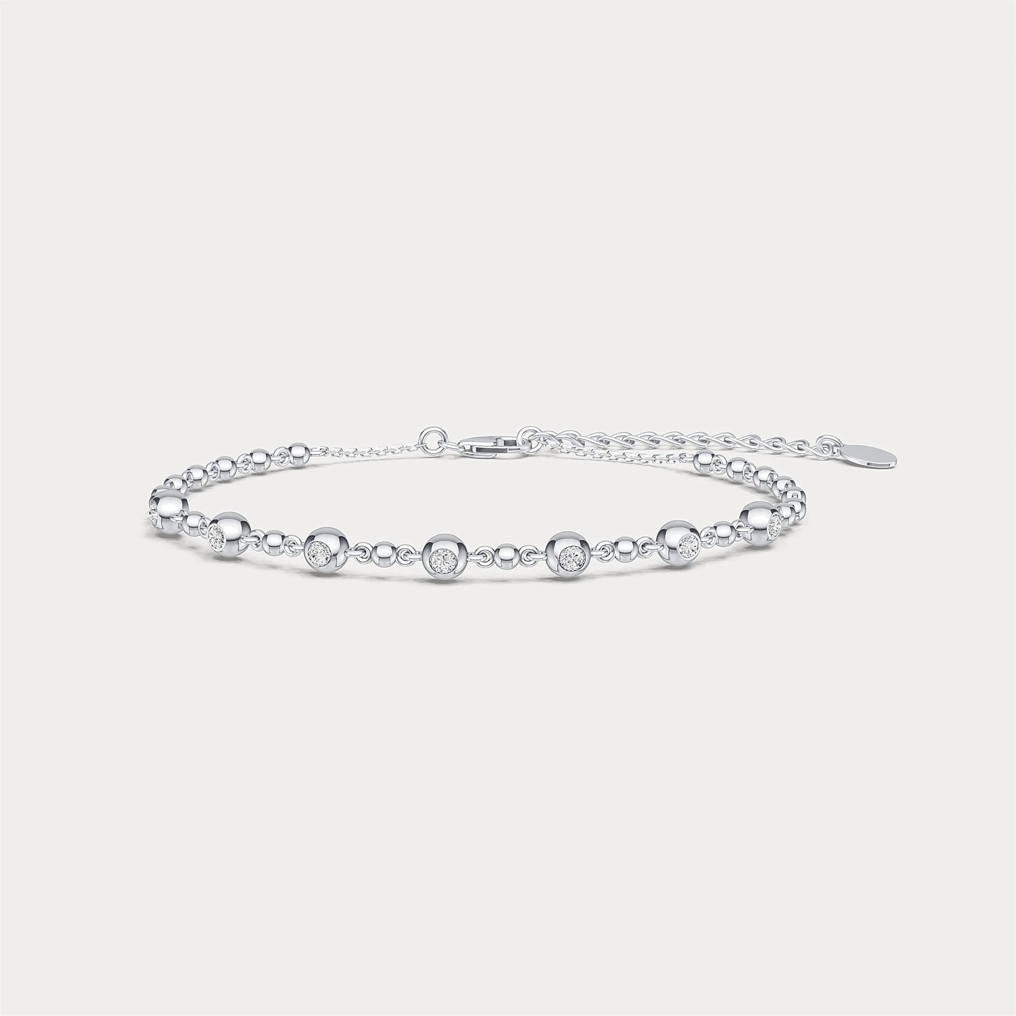 Bezel Set Lab-Grown Diamond Station Bracelet in Sterling Silver