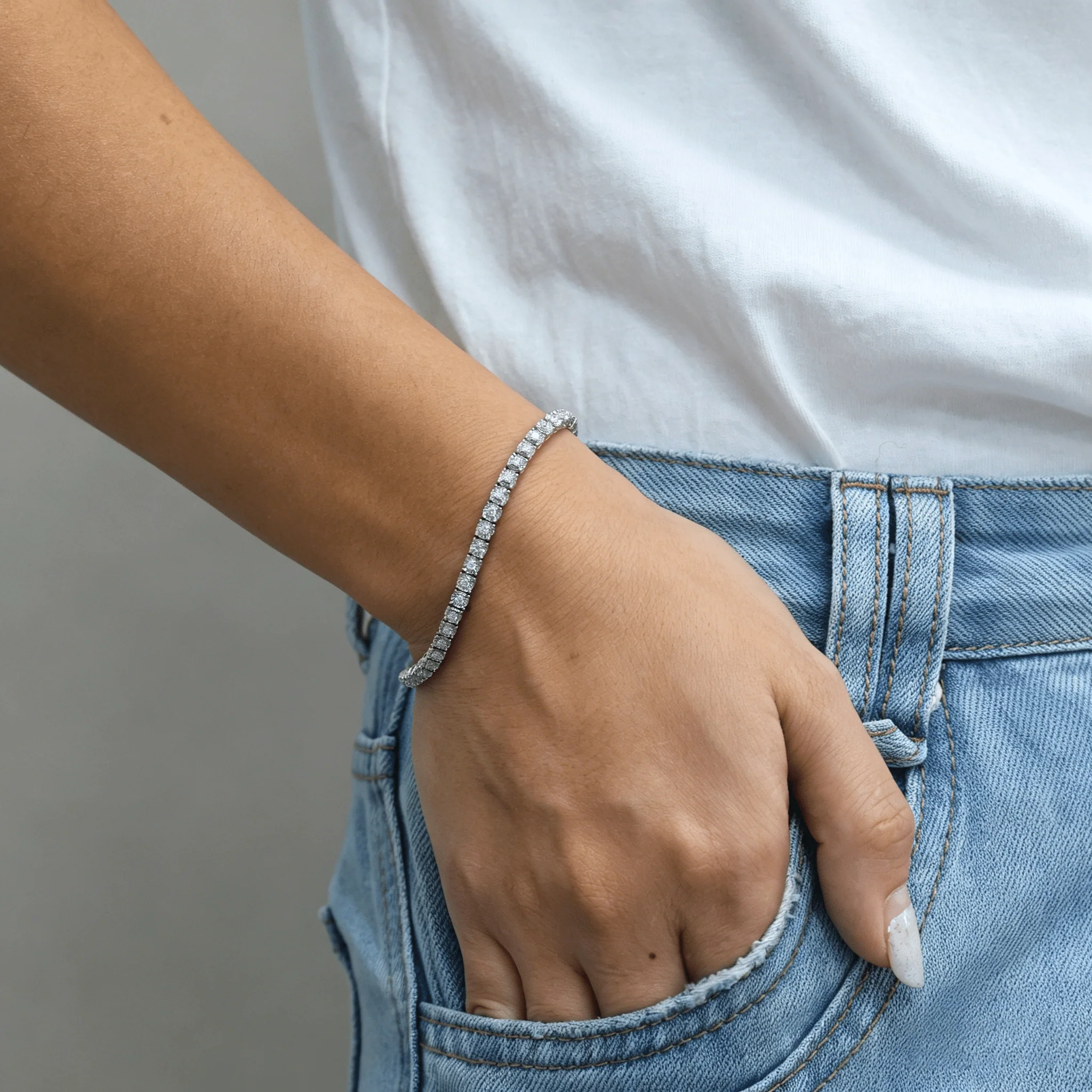 Brilliance Lab Created Diamond 1.00 CTW Tennis Bracelet in 925 Silver - Image 2