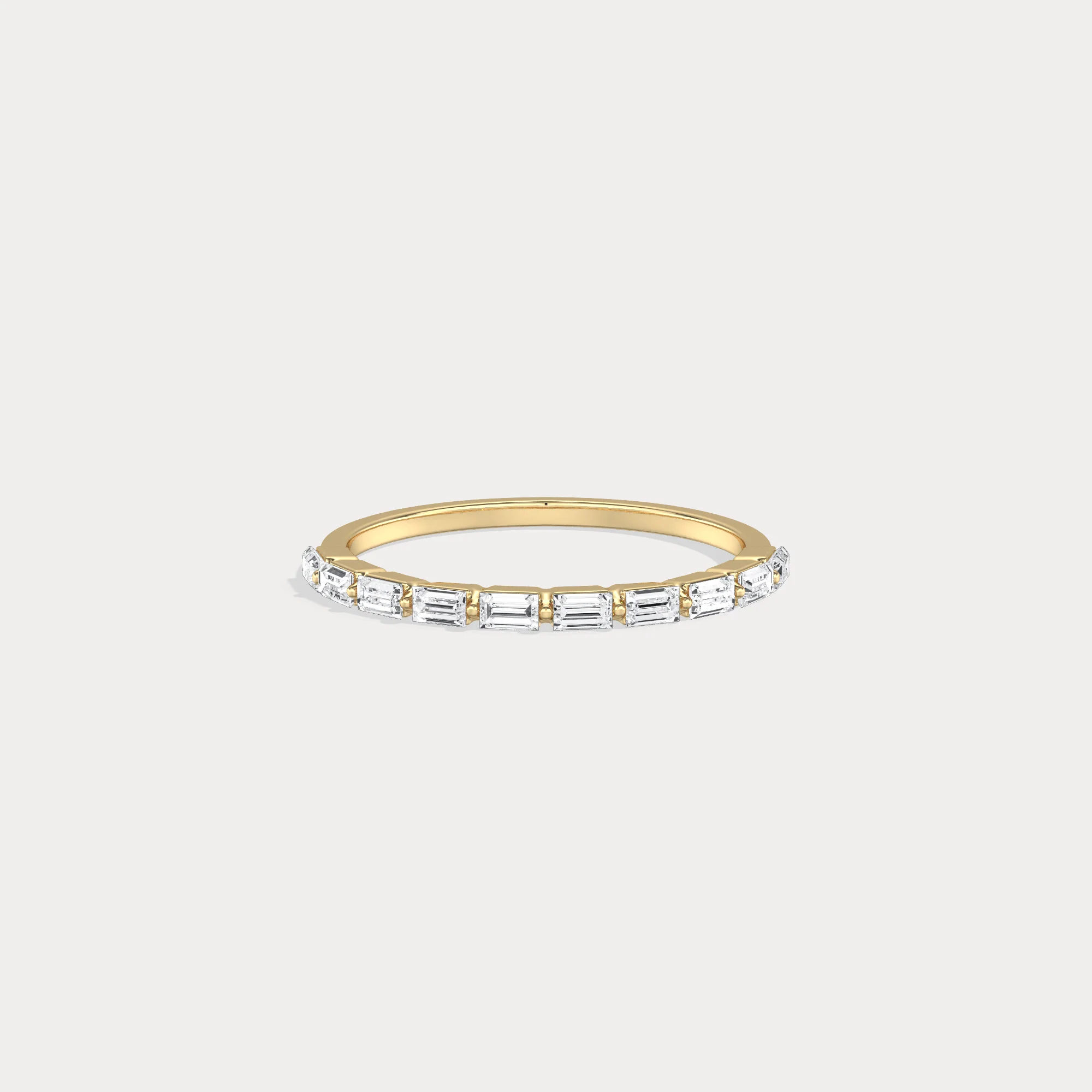 Dainty Baguette Lab Grown Diamond Half Eternity Ring in 14K Gold/Platinum