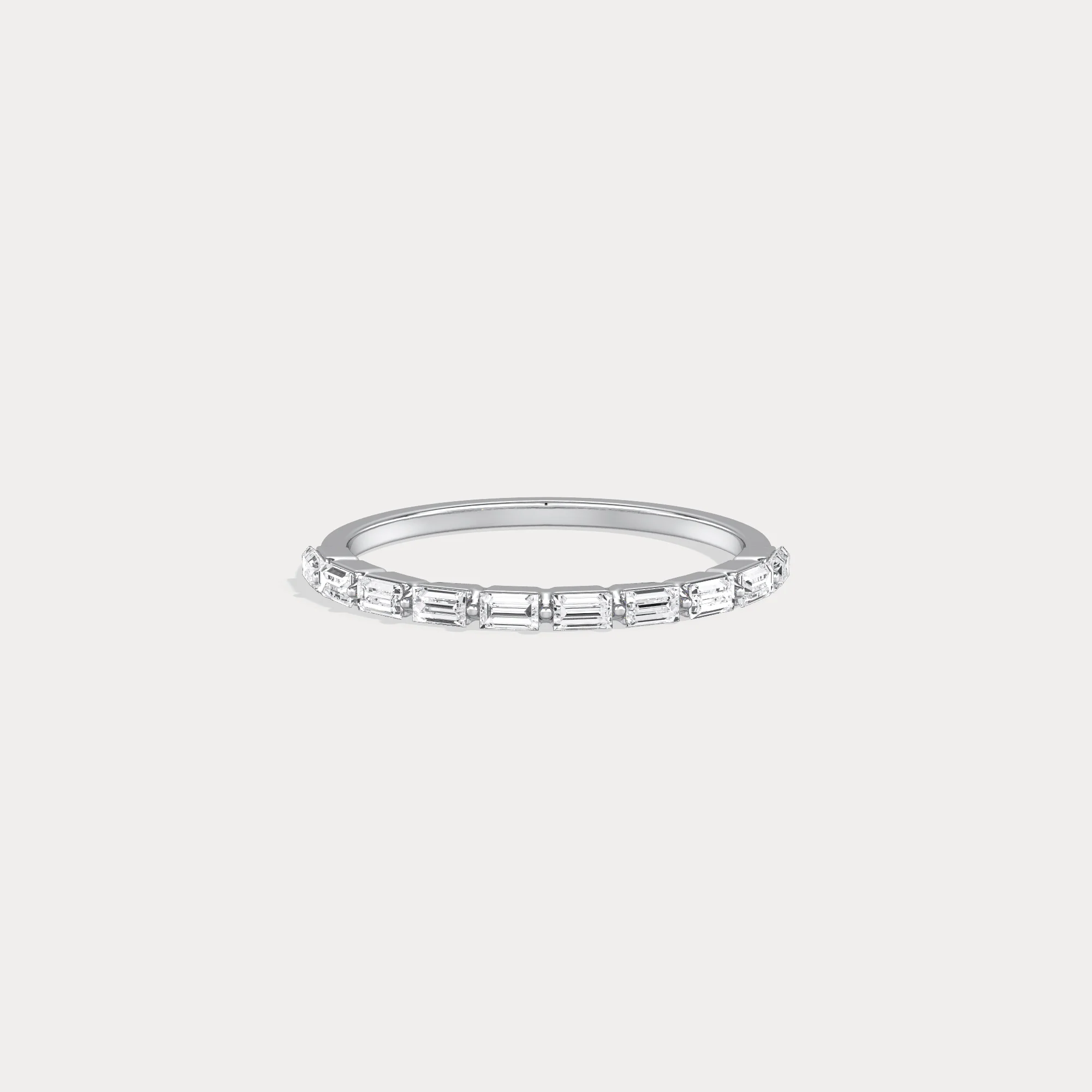 Dainty Baguette Lab Grown Diamond Half Eternity Ring in 14K Gold/Platinum - Image 10