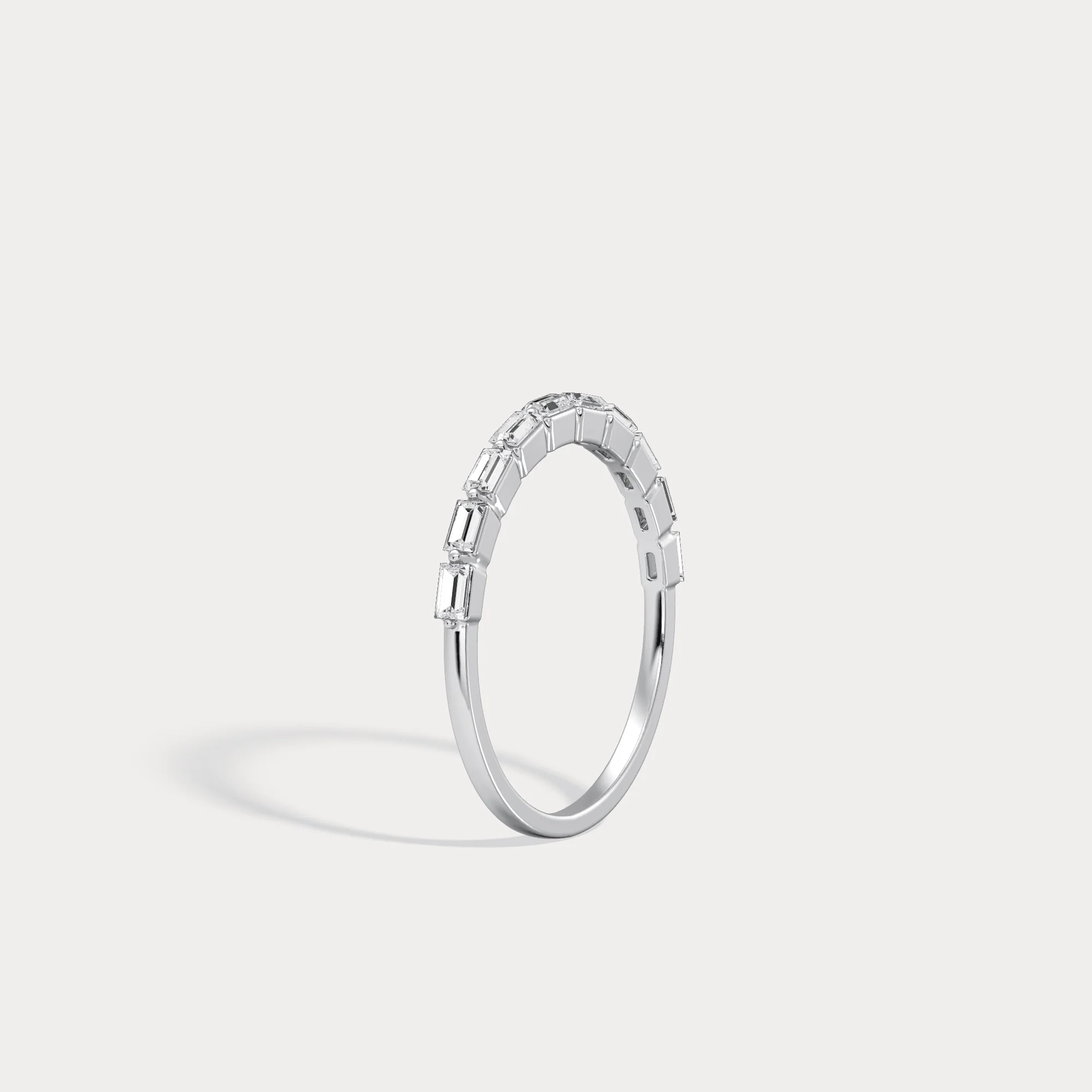 Dainty Baguette Lab Grown Diamond Half Eternity Ring in 14K Gold/Platinum - Image 11