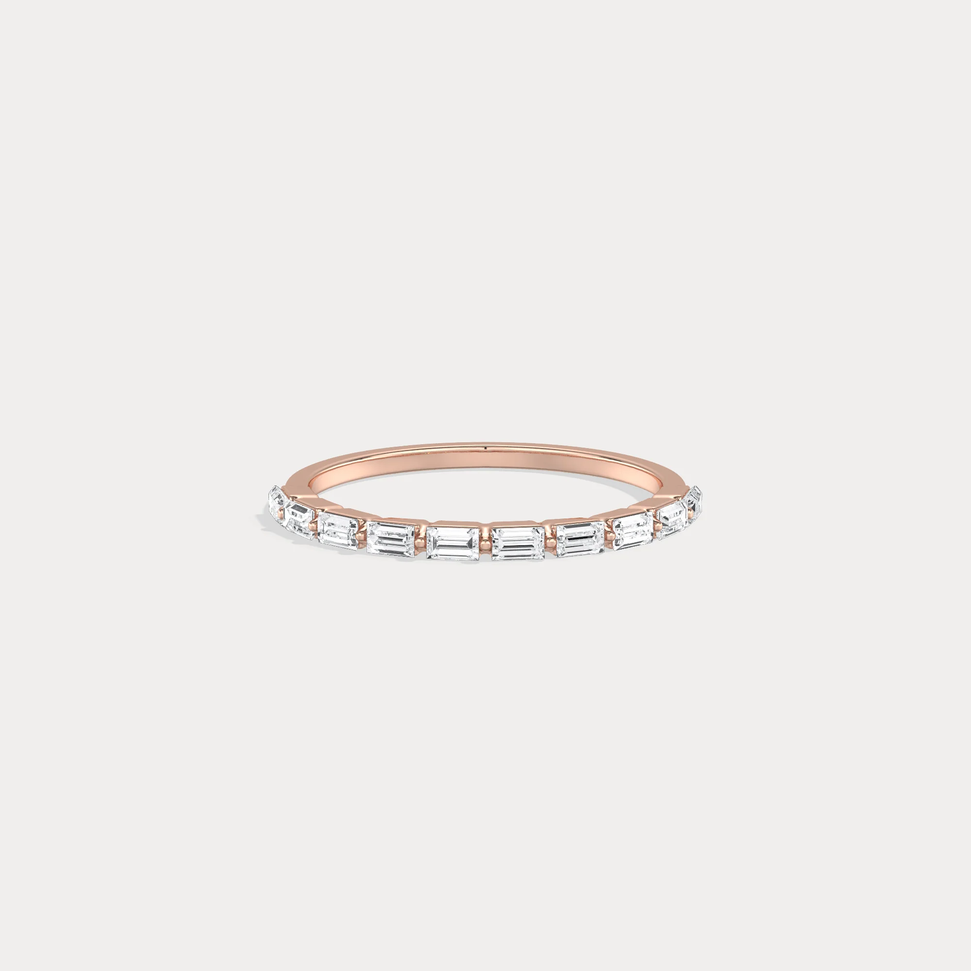 Dainty Baguette Lab Grown Diamond Half Eternity Ring in 14K Gold/Platinum - Image 18