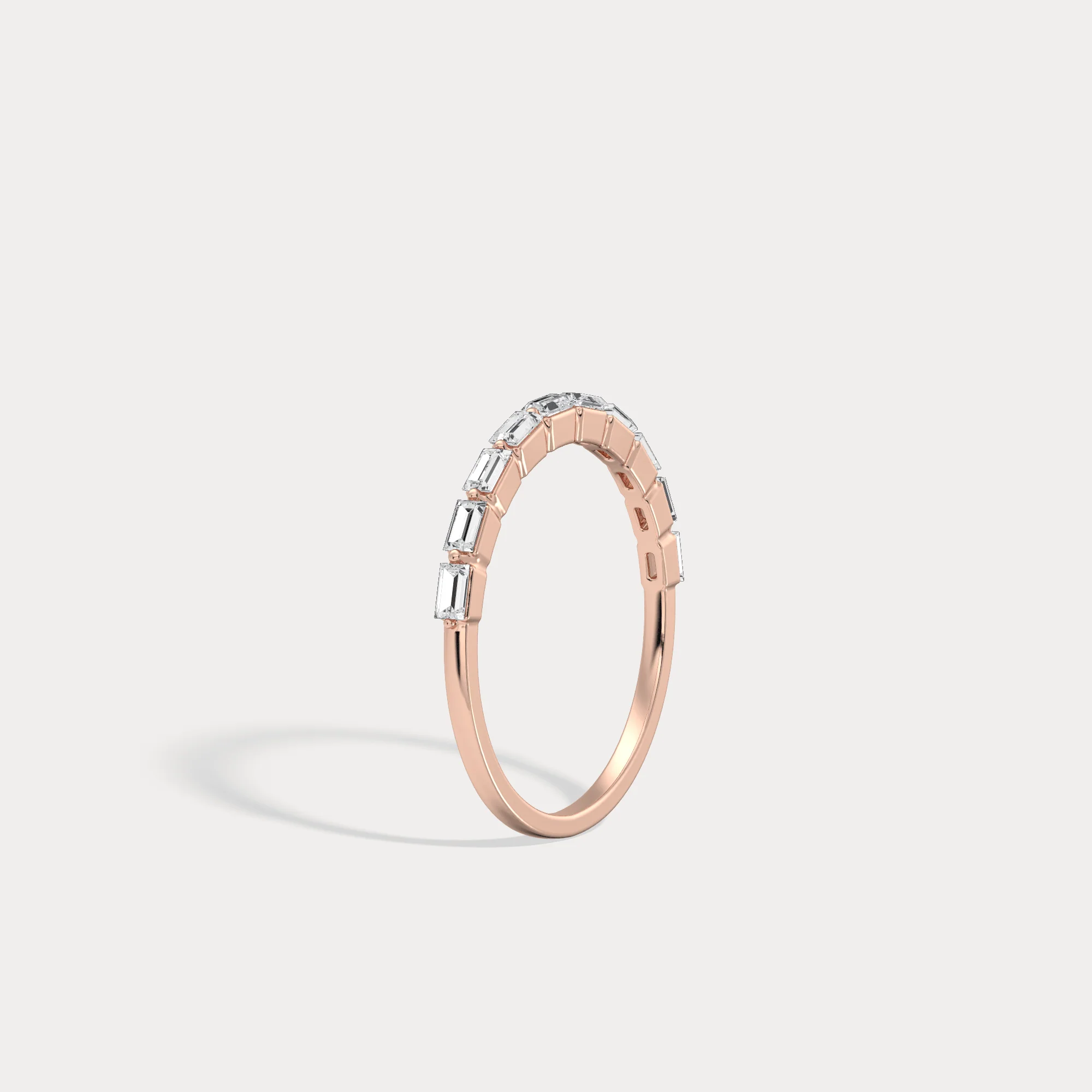 Dainty Baguette Lab Grown Diamond Half Eternity Ring in 14K Gold/Platinum - Image 19