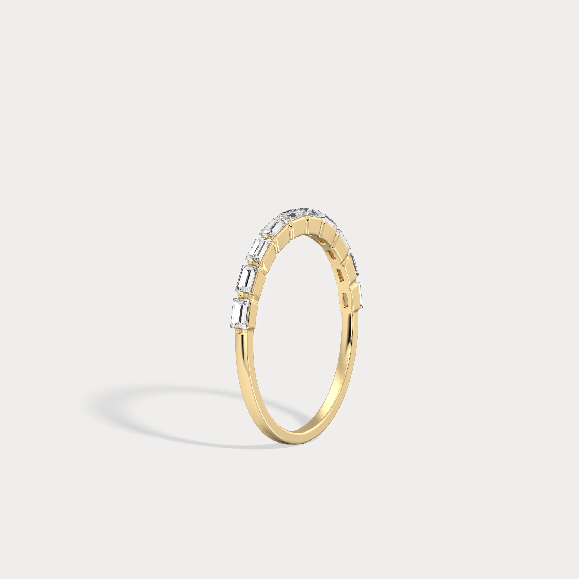 Dainty Baguette Lab Grown Diamond Half Eternity Ring in 14K Gold/Platinum - Image 2