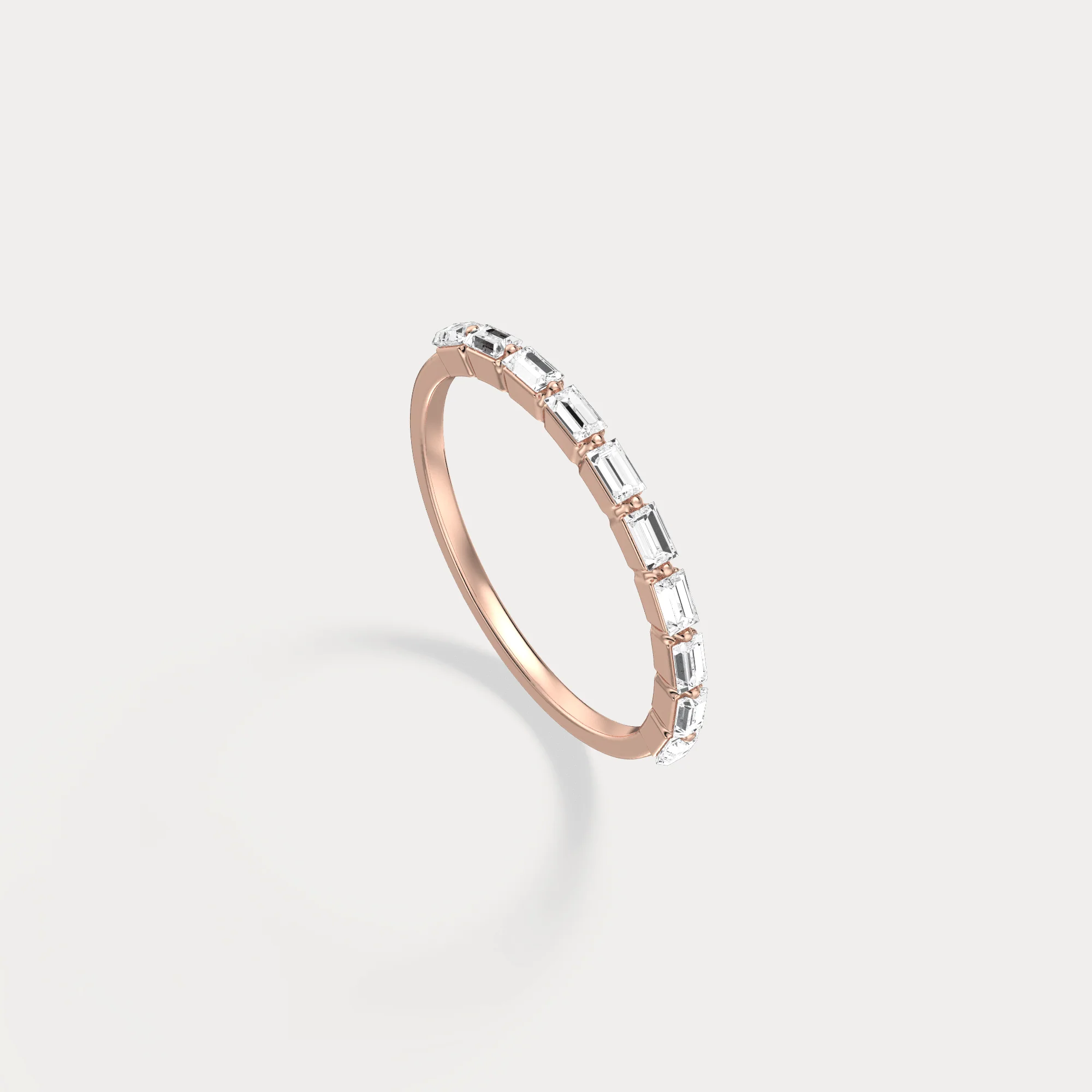 Dainty Baguette Lab Grown Diamond Half Eternity Ring in 14K Gold/Platinum - Image 22