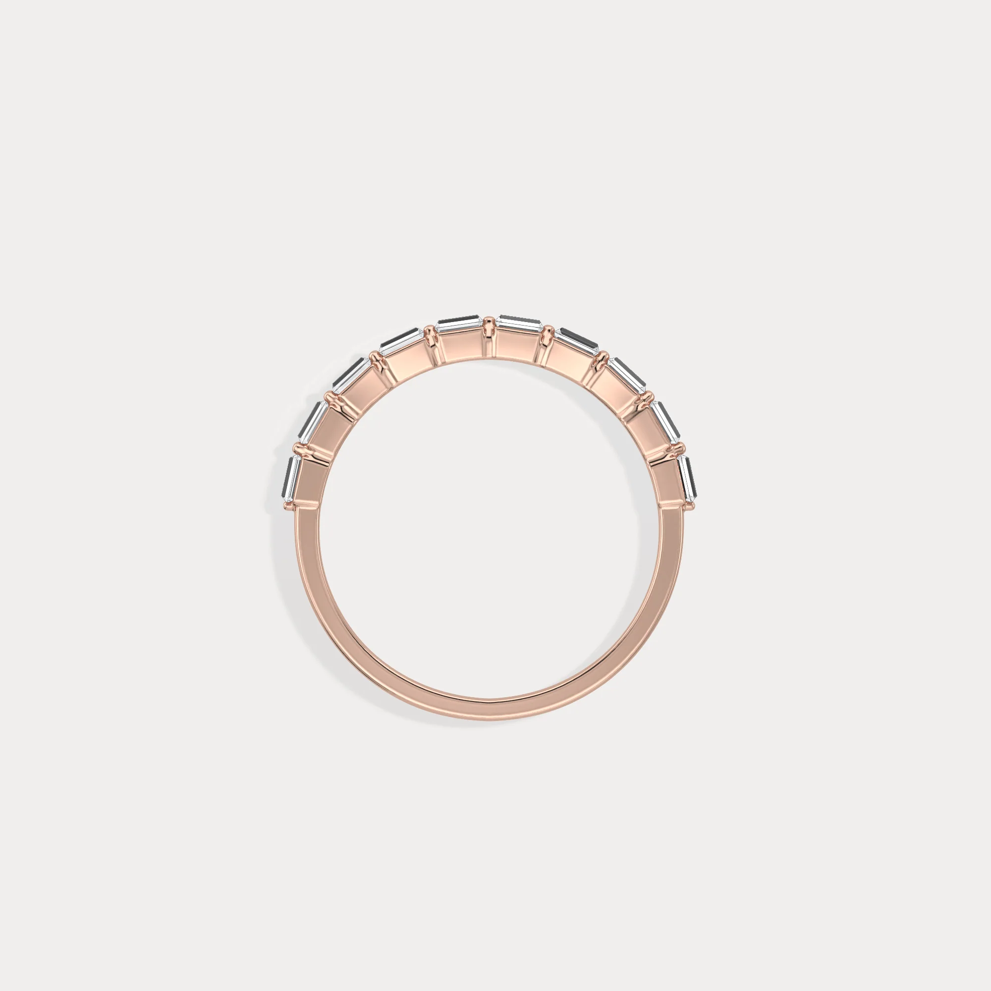 Dainty Baguette Lab Grown Diamond Half Eternity Ring in 14K Gold/Platinum - Image 23