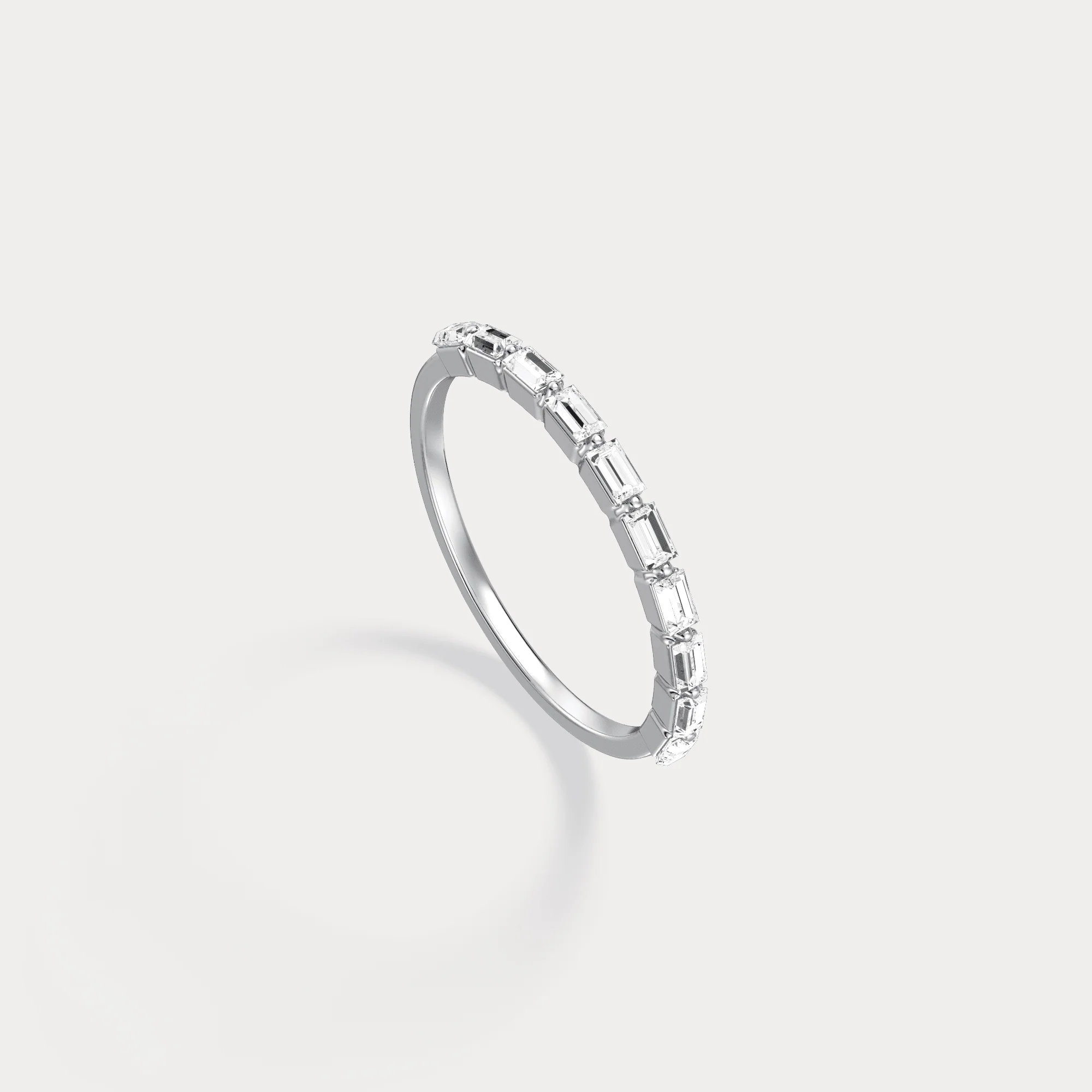 Dainty Baguette Lab Grown Diamond Half Eternity Ring in 14K Gold/Platinum - Image 30